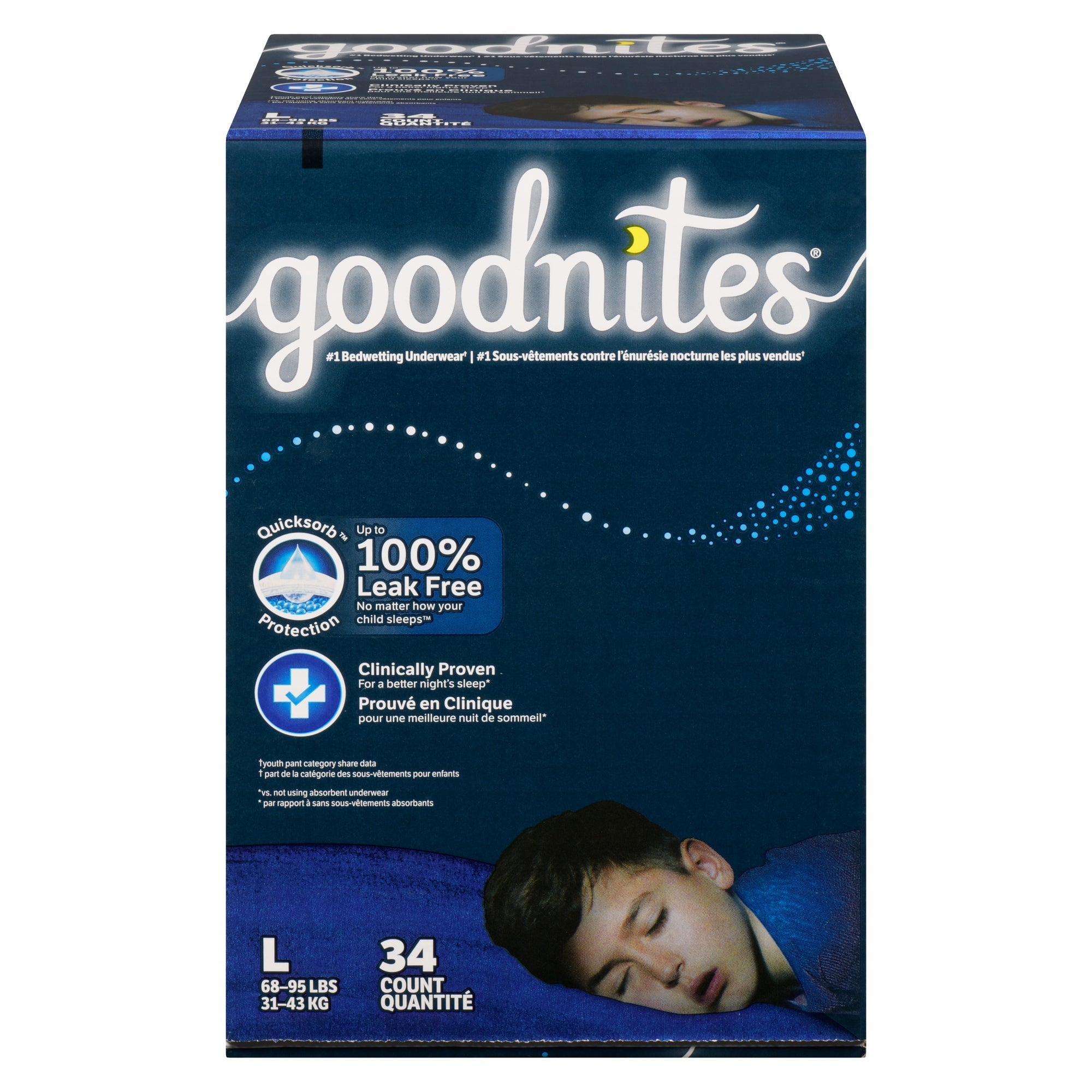 Goodnites Nighttime Underwear Boys L 31-43 kg, 34 Count
