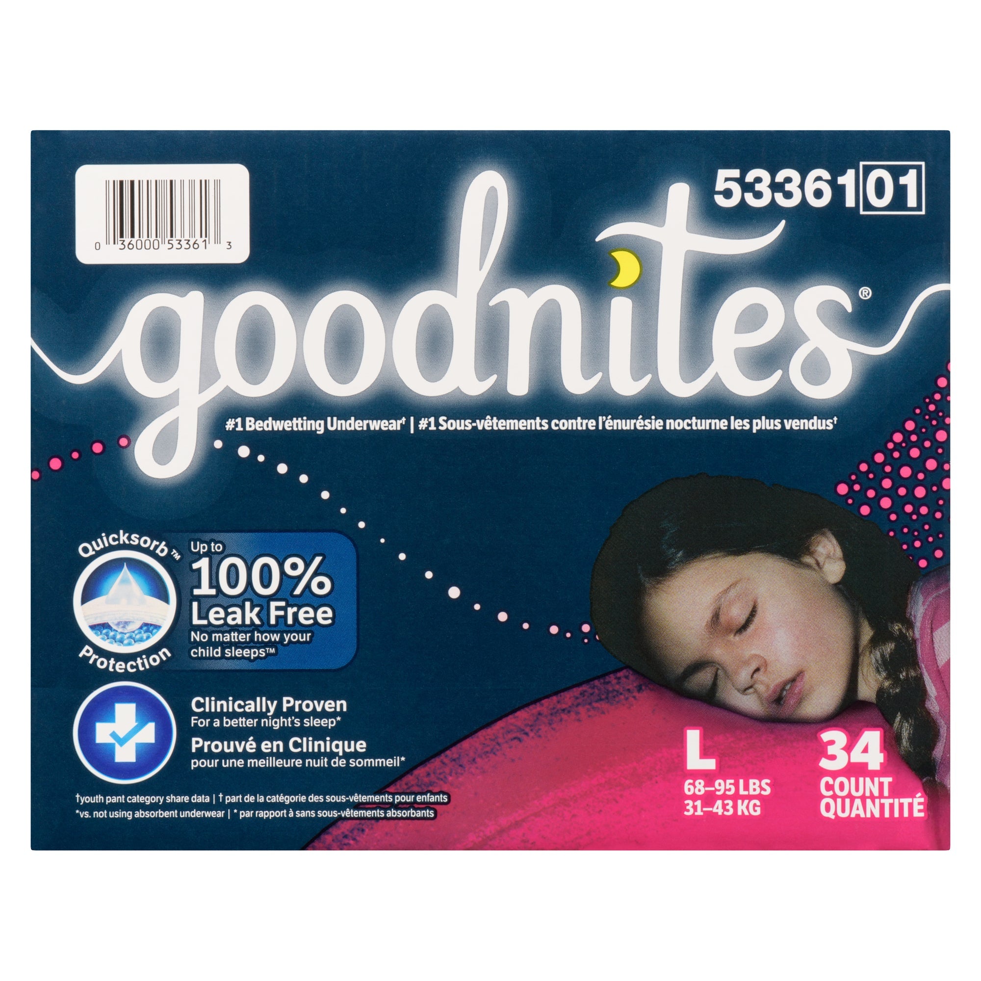 Goodnites Nighttime Underwear Girls L 31-43 kg, 34 Count