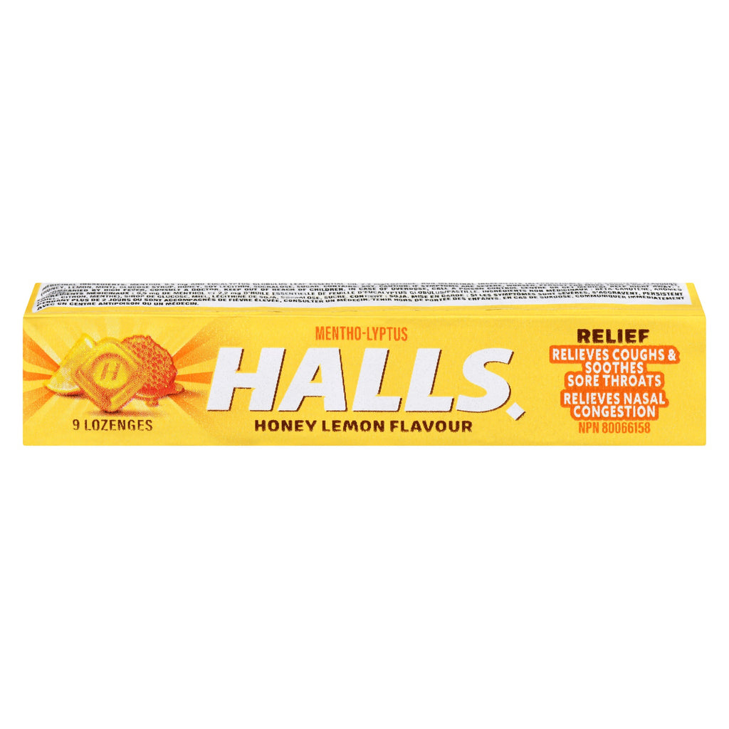 Halls Soulagement Mentho-Lyptus Saveur Miel et Citron 9 Pastilles