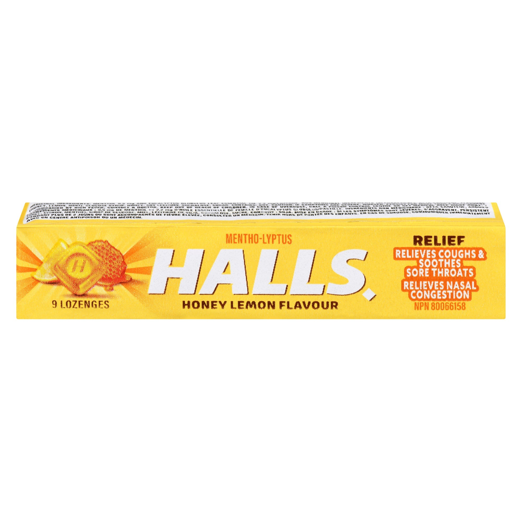 Halls Relief Mentho-Lyptus Honey Lemon Flavour, 9-Pack