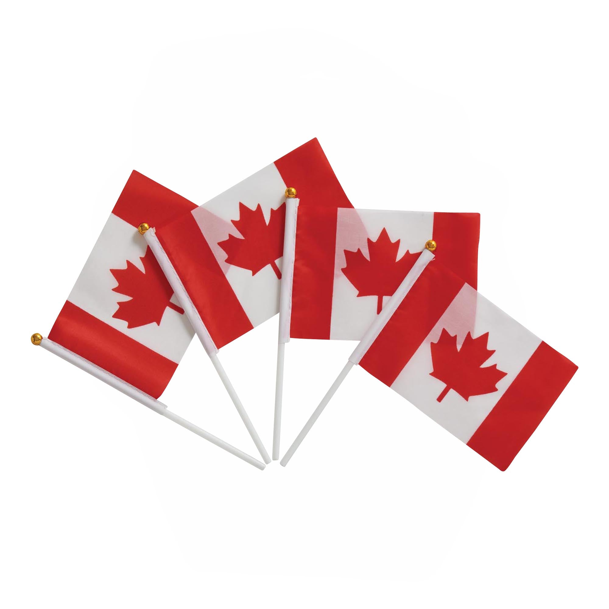 Polyester Canada Flags on a Stick, Red and White, 4-in x 6-in, 4 Pack
