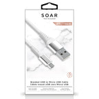 Soar Braided USB to Micro USB Charging Cable, White, 6-ft.