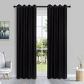 HomeStyles Faux Silk Curtain with Grommets, Black, 52-in x 84-in.