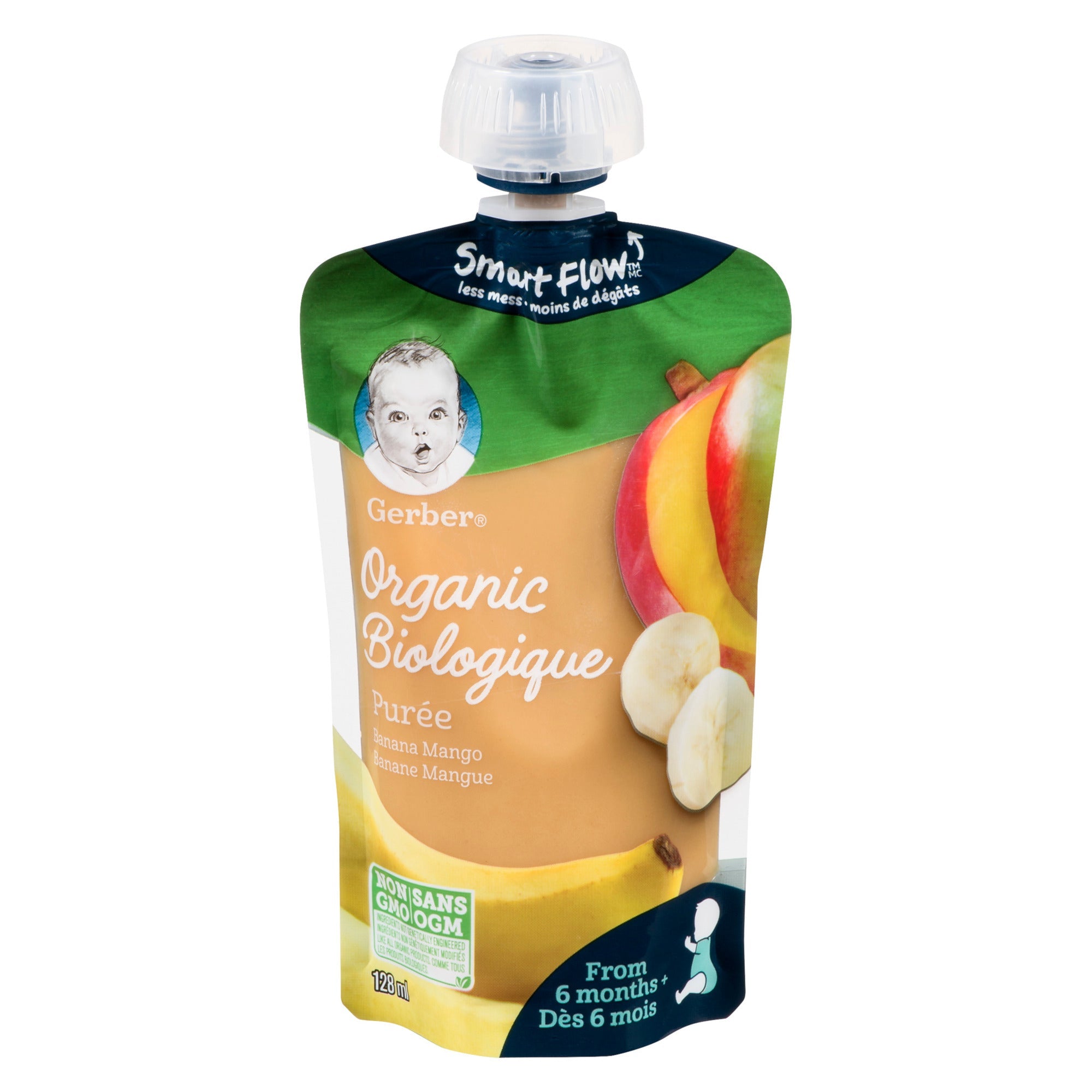 Gerber Organic Banana Mango Flavoured Pureed Baby Food, 128-ml