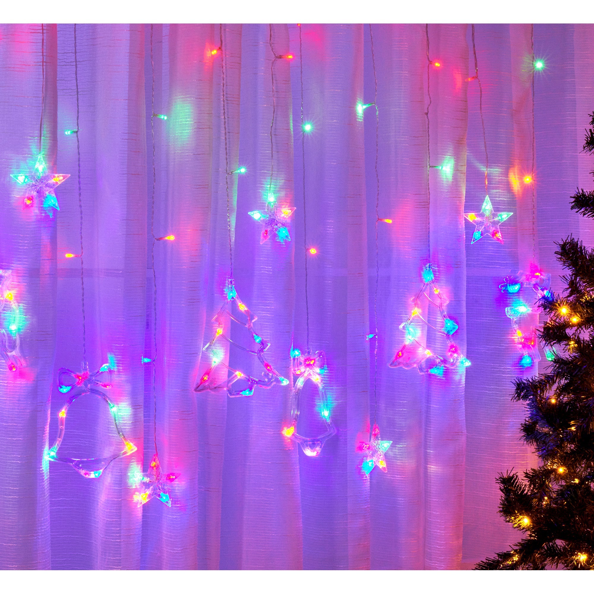 Guirlande de 120 lumières à DEL et pendants alimentés par pile - multicolore, 3,5 m