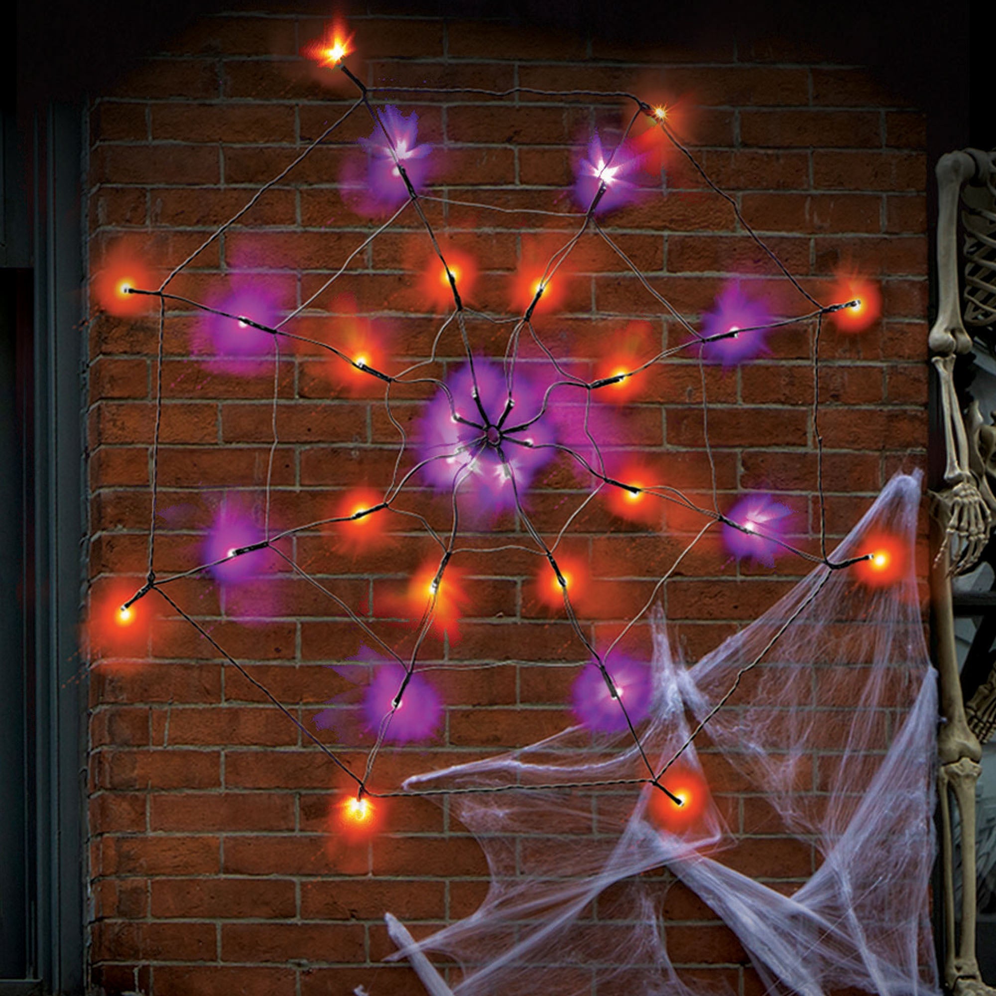 32 LED Spider Web Net Light, Orange and Purple