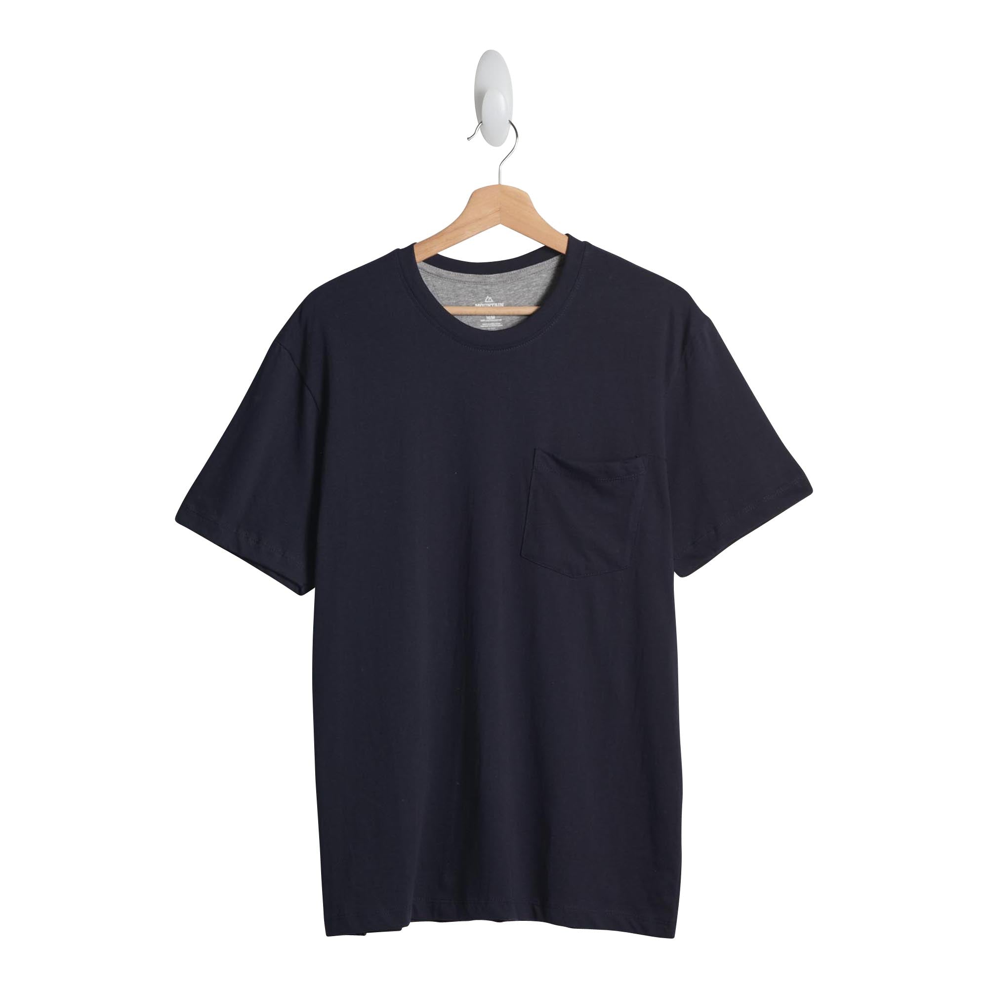 Mountain Ridge Men's Short Sleeve Crew Neck T-Shirt with Chest Pocket, Navy