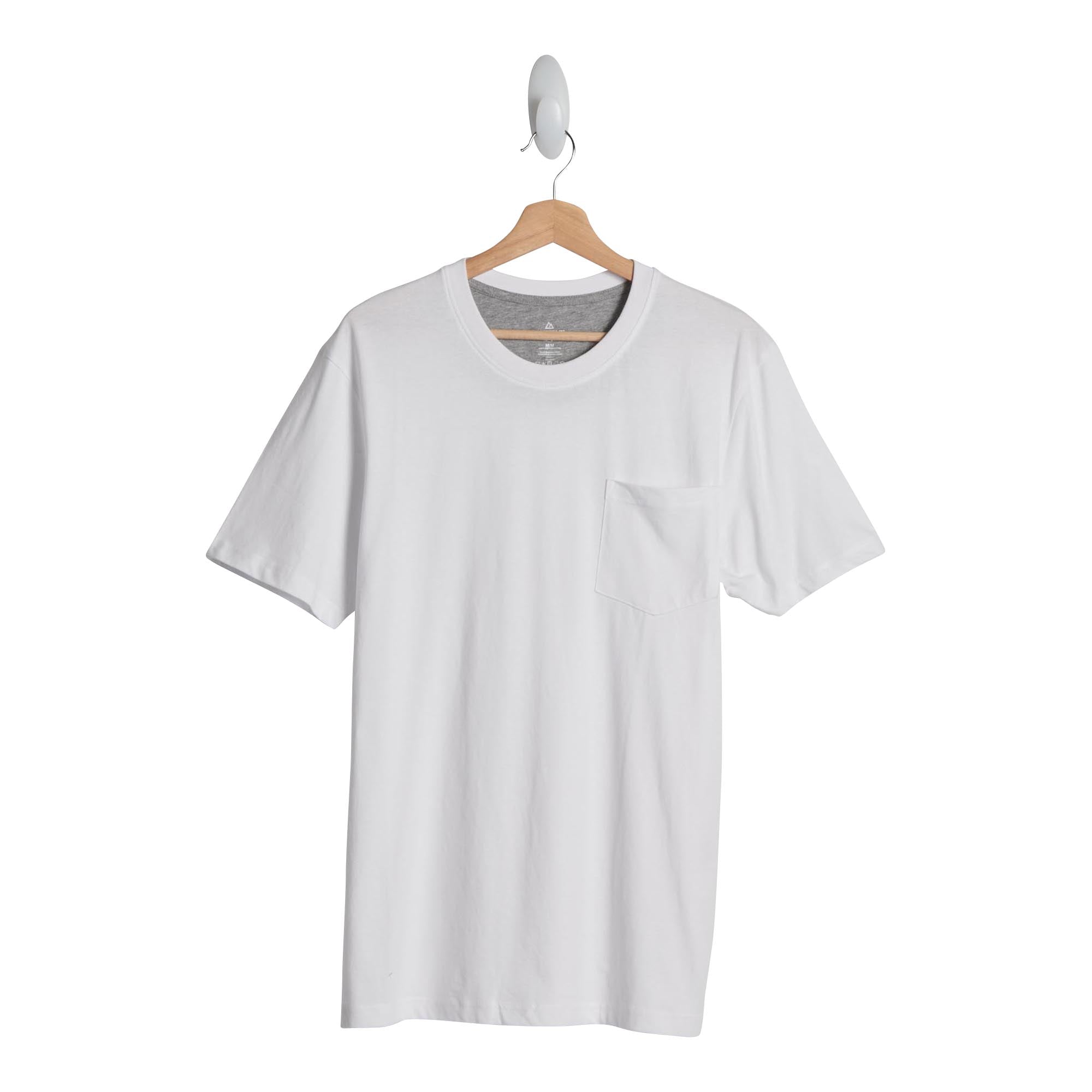 Mountain Ridge Men's Short Sleeve Crew Neck T-Shirt with Chest Pocket, White