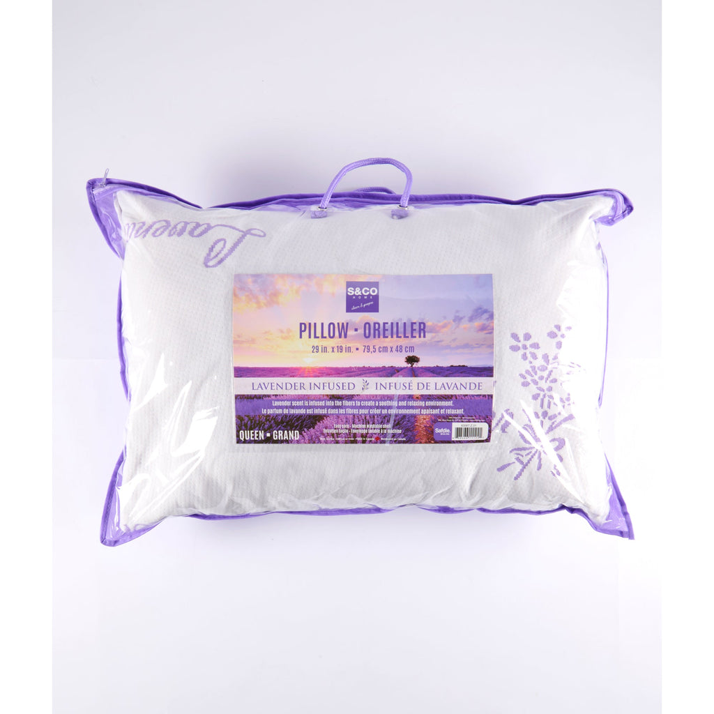Safdie & Co. Lavender Bamboo Pillow, White