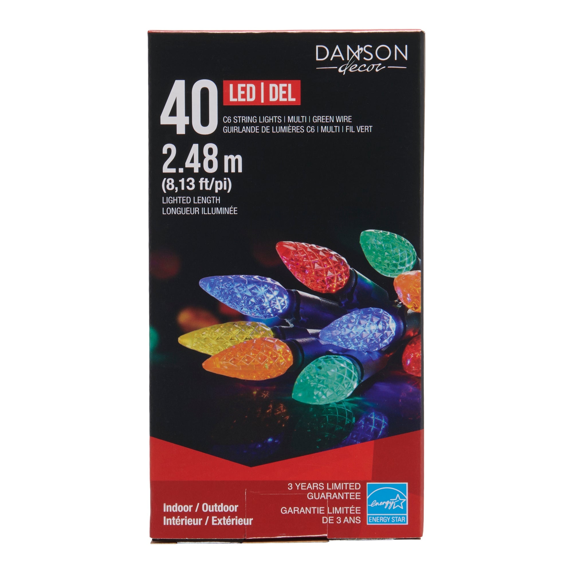 Guirlande de 40 ampoules C6 à DEL Danson Décor, multicolore – 2,48 m