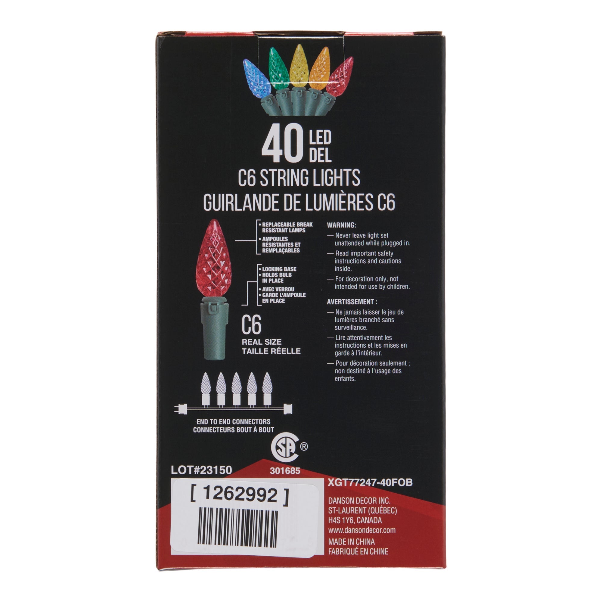 Guirlande de 40 ampoules C6 à DEL Danson Décor, multicolore – 2,48 m