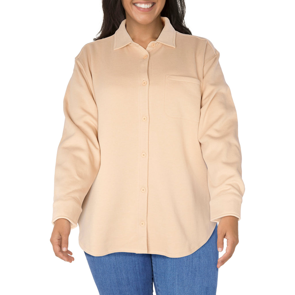 mySTYLE Women's Plus Fleece Shacket