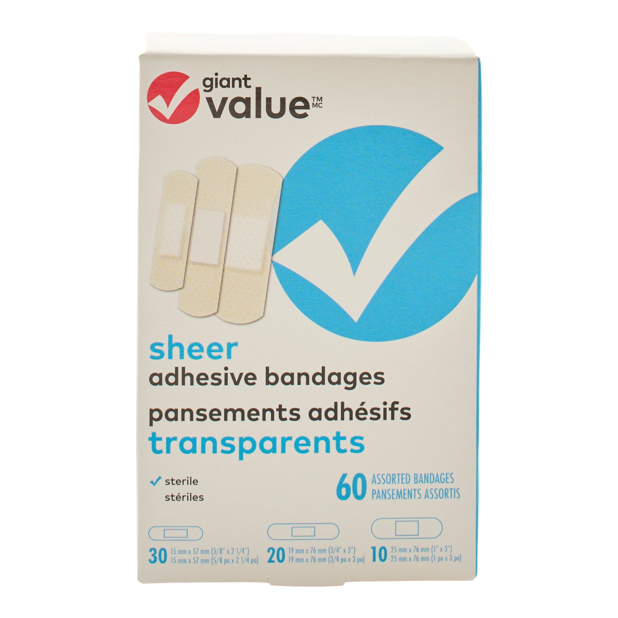 Pansements transparents Giant Value, emb. de 60