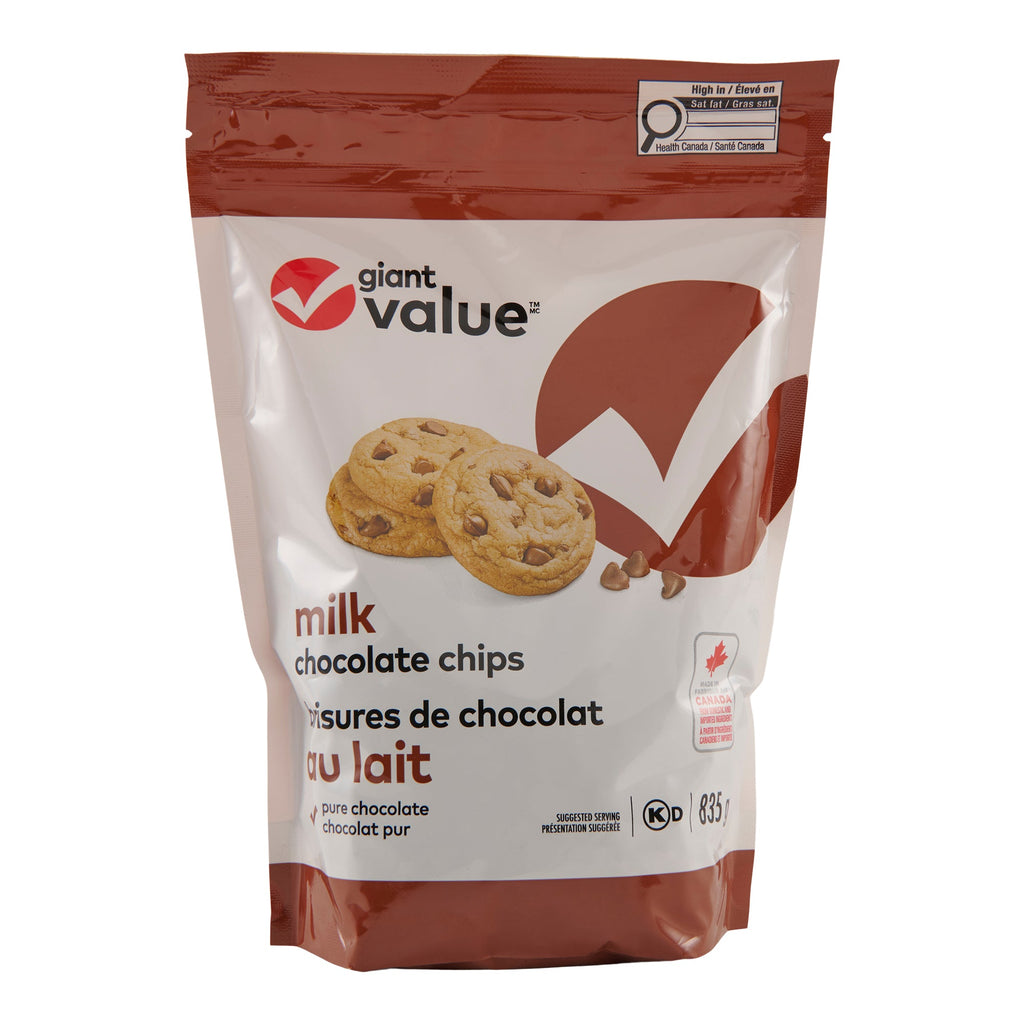 Giant Value Milk Chocolate Chips, 835 g