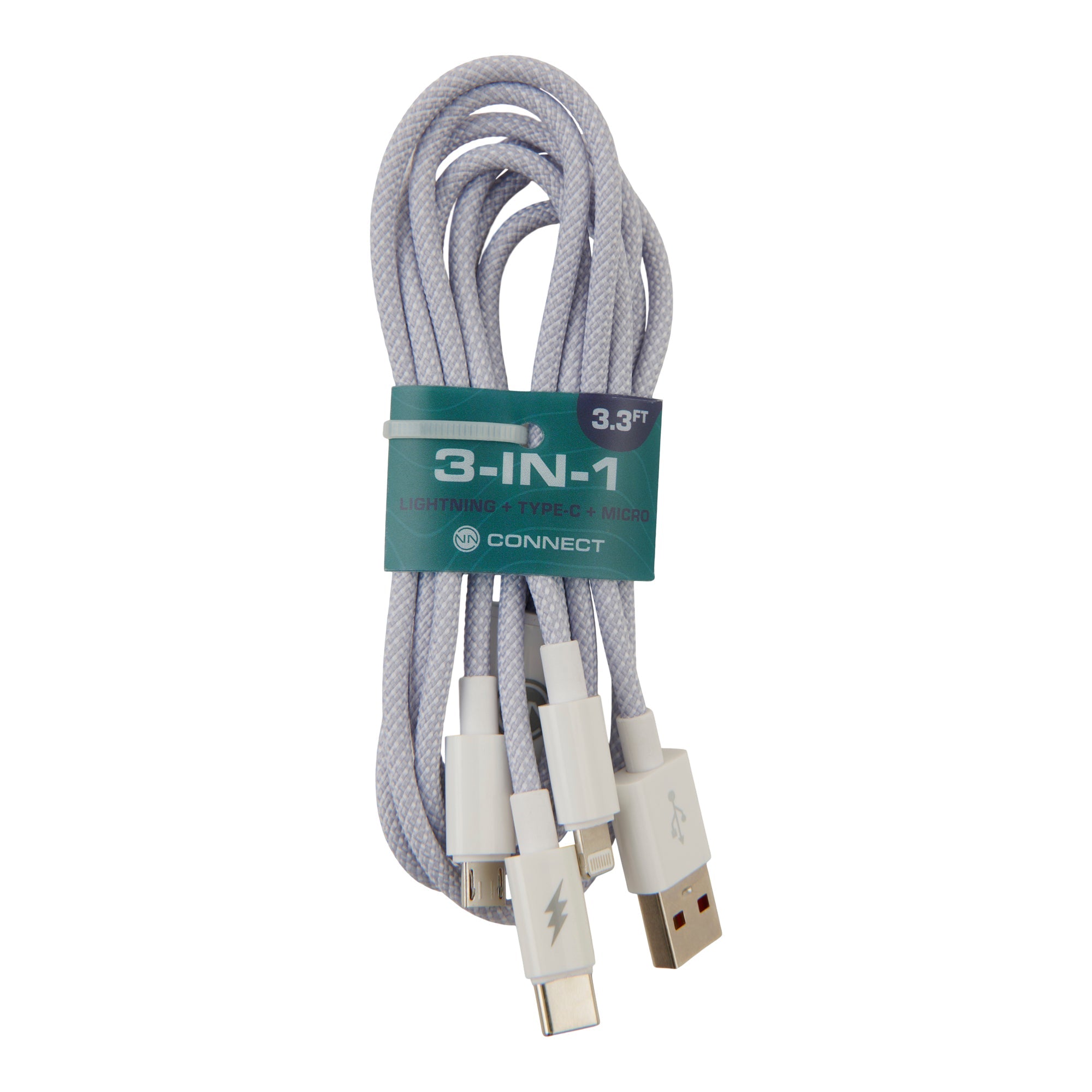 Connect 3-In-1 Cable, 3-ft, Assorted