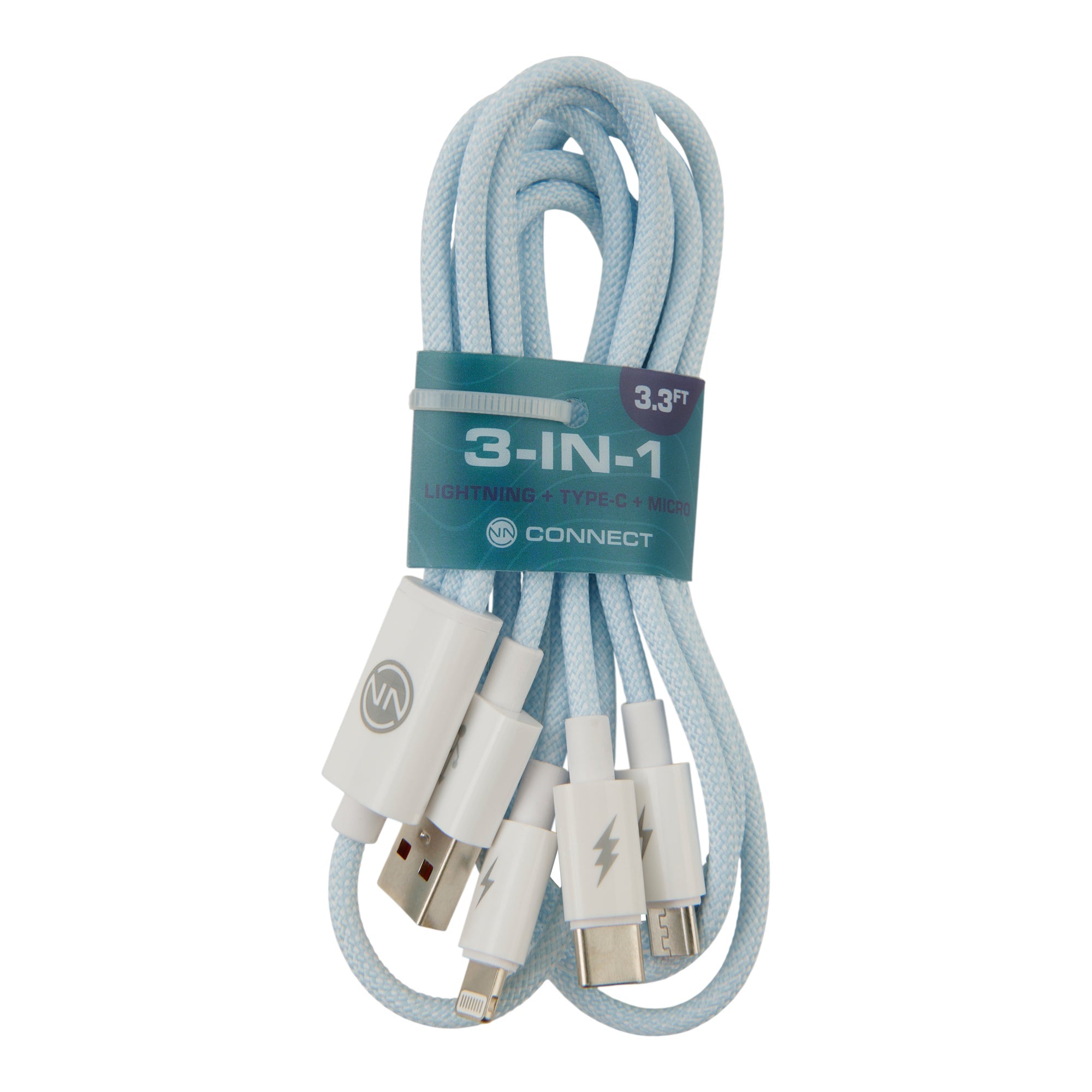 Connect 3-In-1 Cable, 3-ft, Assorted