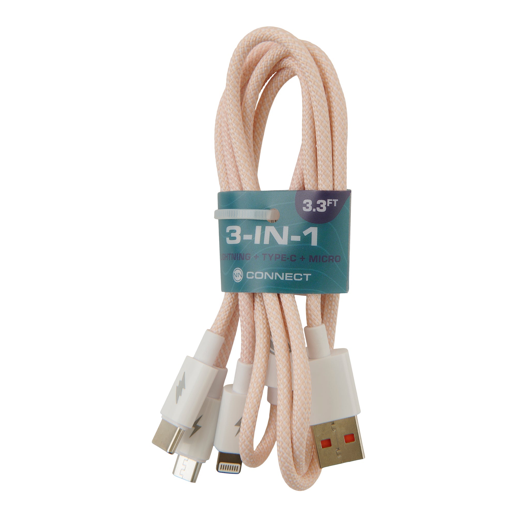 Connect 3-In-1 Cable, 3-ft, Assorted