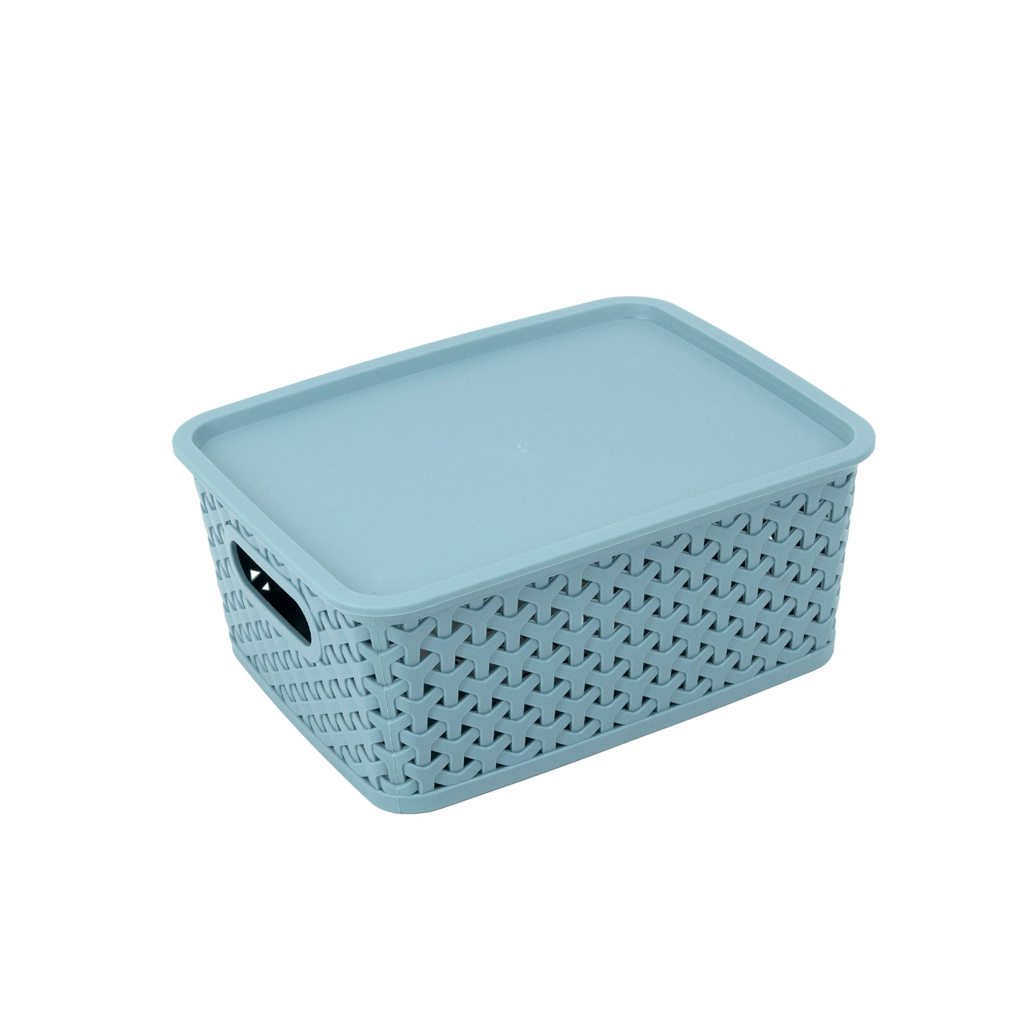 Giant Value Woven Plastic Bin With Lid, Small