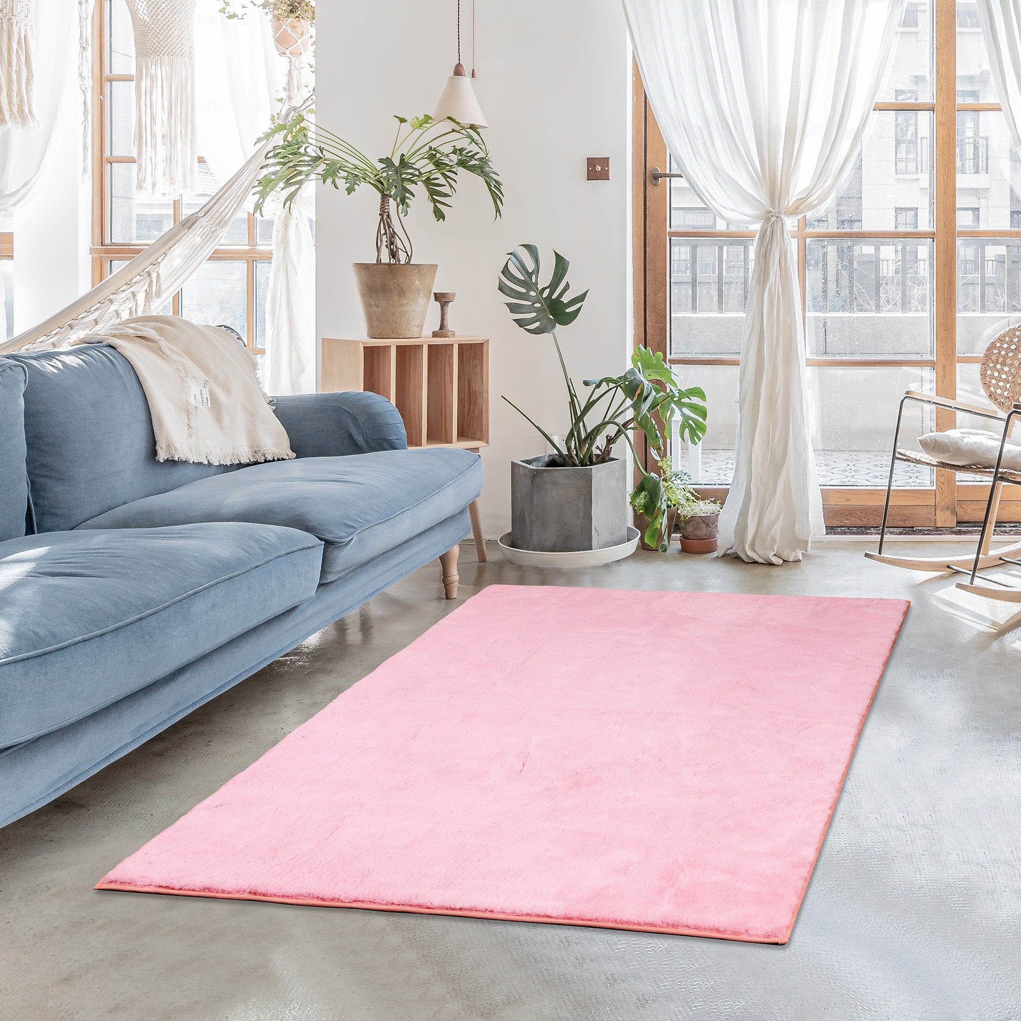Faux Rabbit Fur Rug, 4-ft x 6-ft.