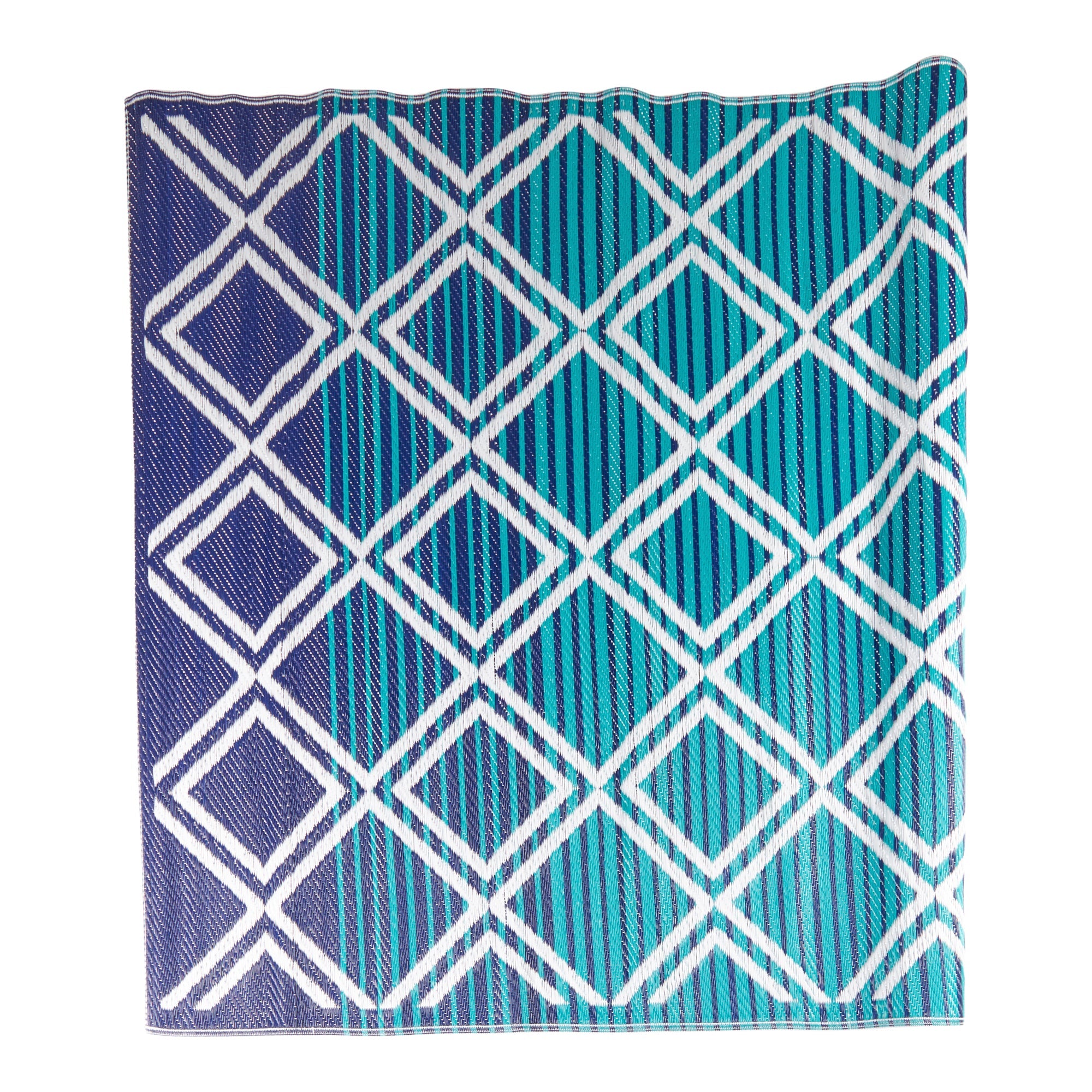 Outdoor Diamond Rug, Blue, 5-ft x 7-ft.