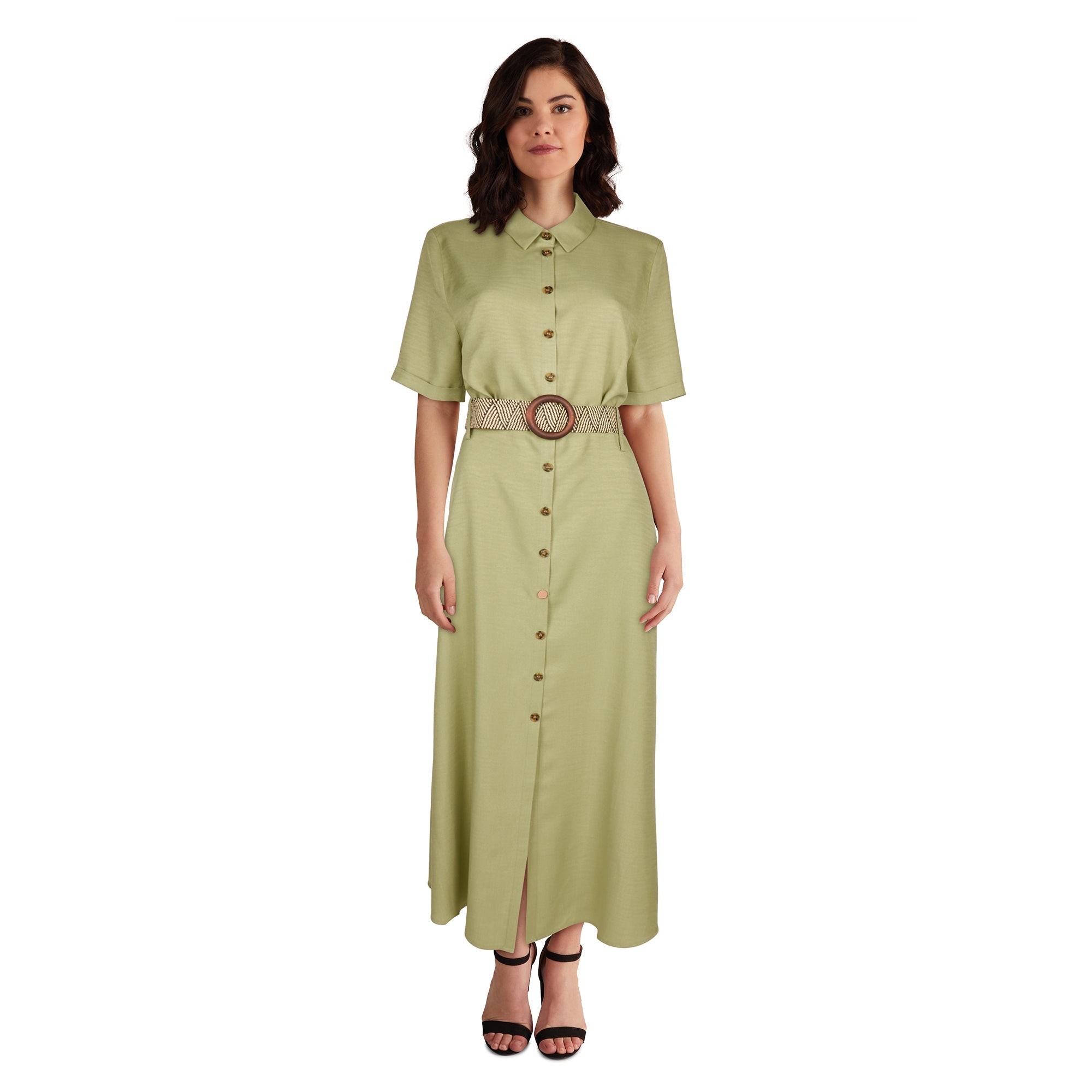 lily morgan Women Long Belted Shirt Dress