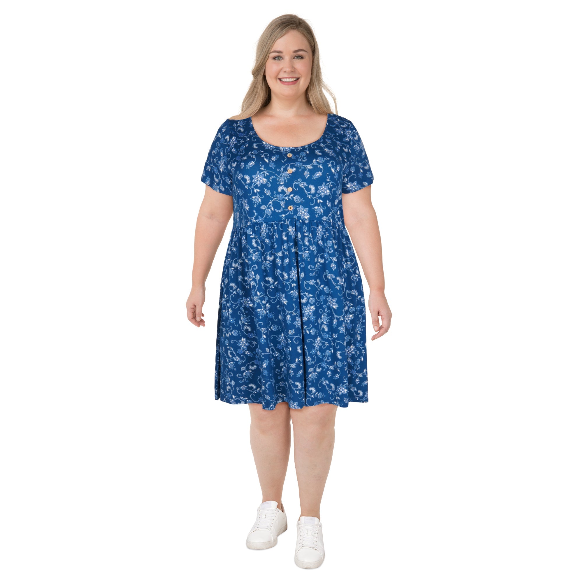 lily morgan Women's Plus Front Button Skater Dress