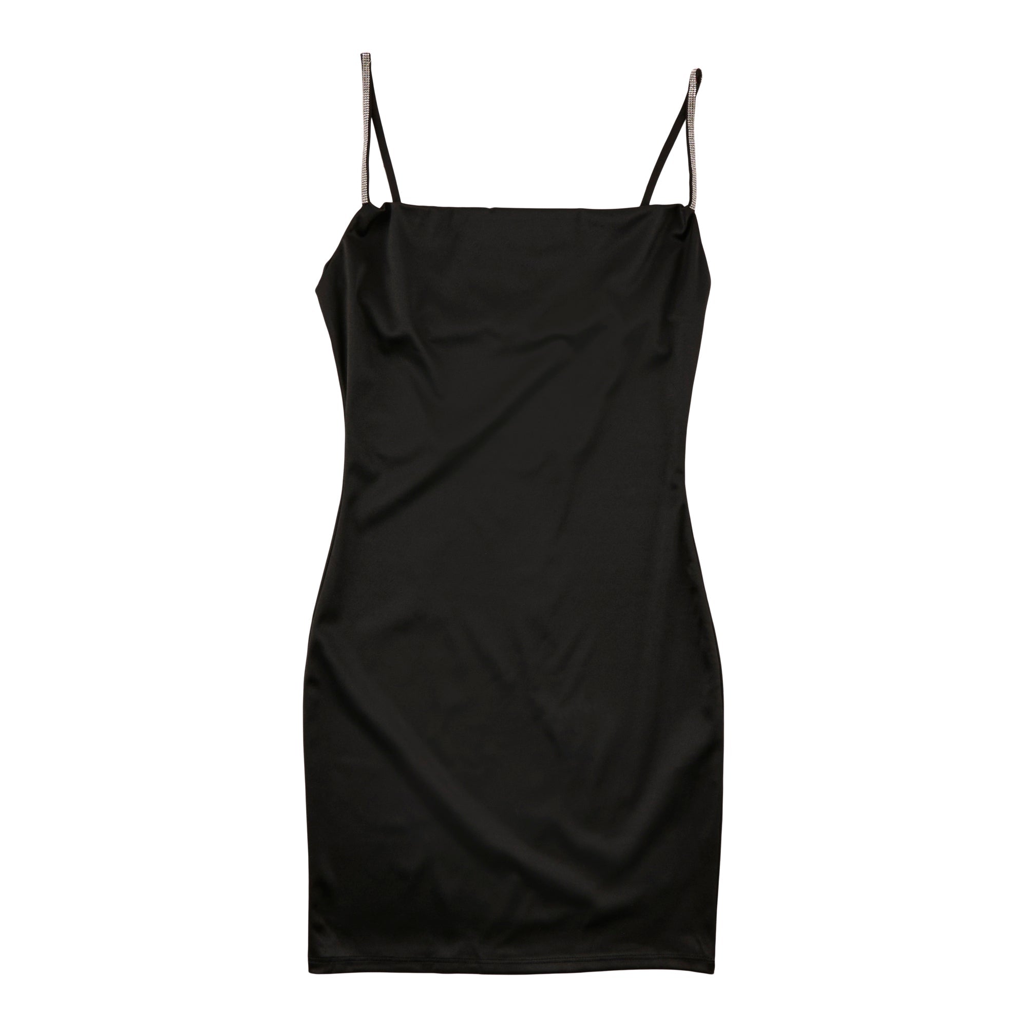 Women's Sleeveless Crystal Trim Strap Mini Dress