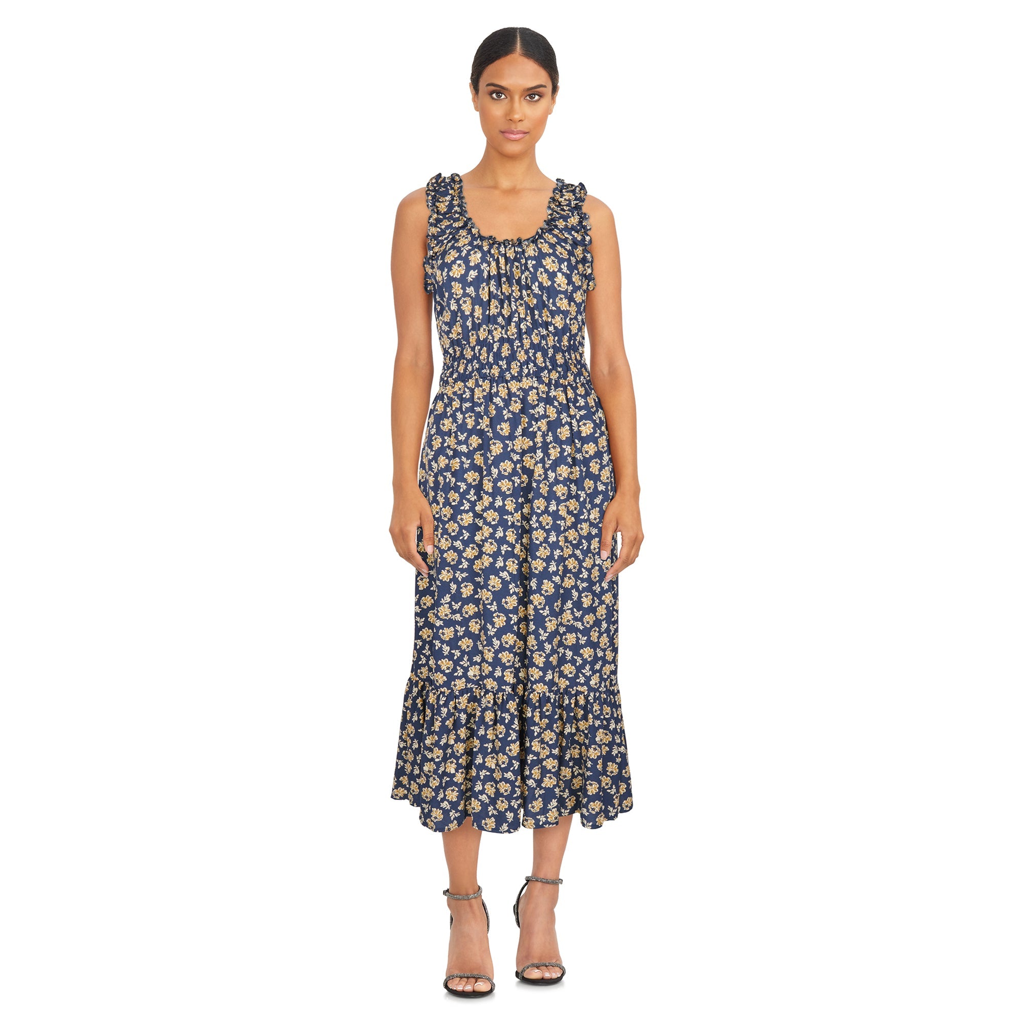 mySTYLE Women's Smocked Tiered Midi Dress