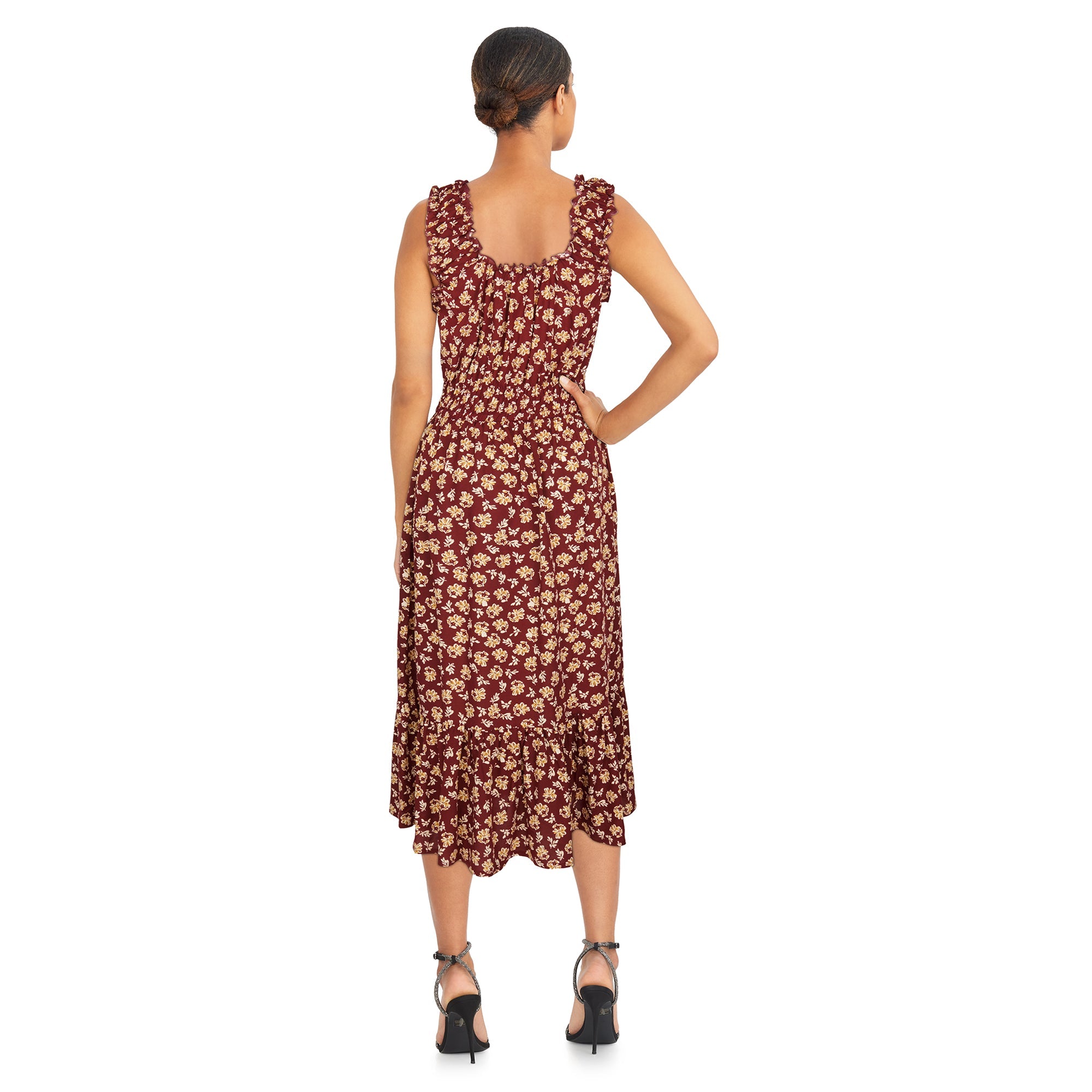 mySTYLE Women's Smocked Tiered Midi Dress