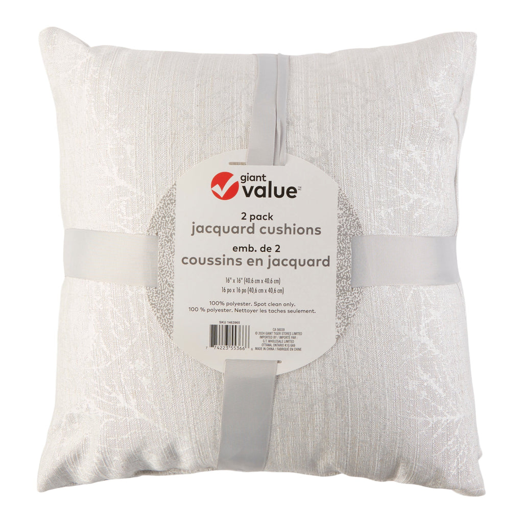 Giant Value Jacquard Cushions, 16-in x 16-in, 2 Pack