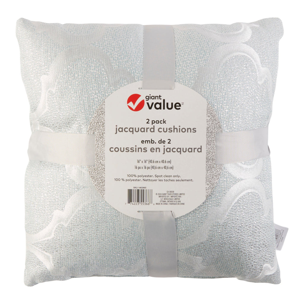 Giant Value Jacquard Cushions, 16-in x 16-in, 2 Pack
