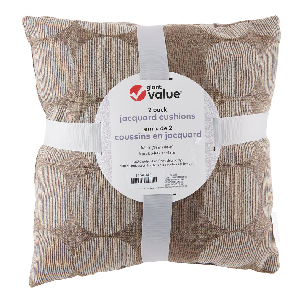 Giant Value Jacquard Cushions, 16-in x 16-in, 2 Pack