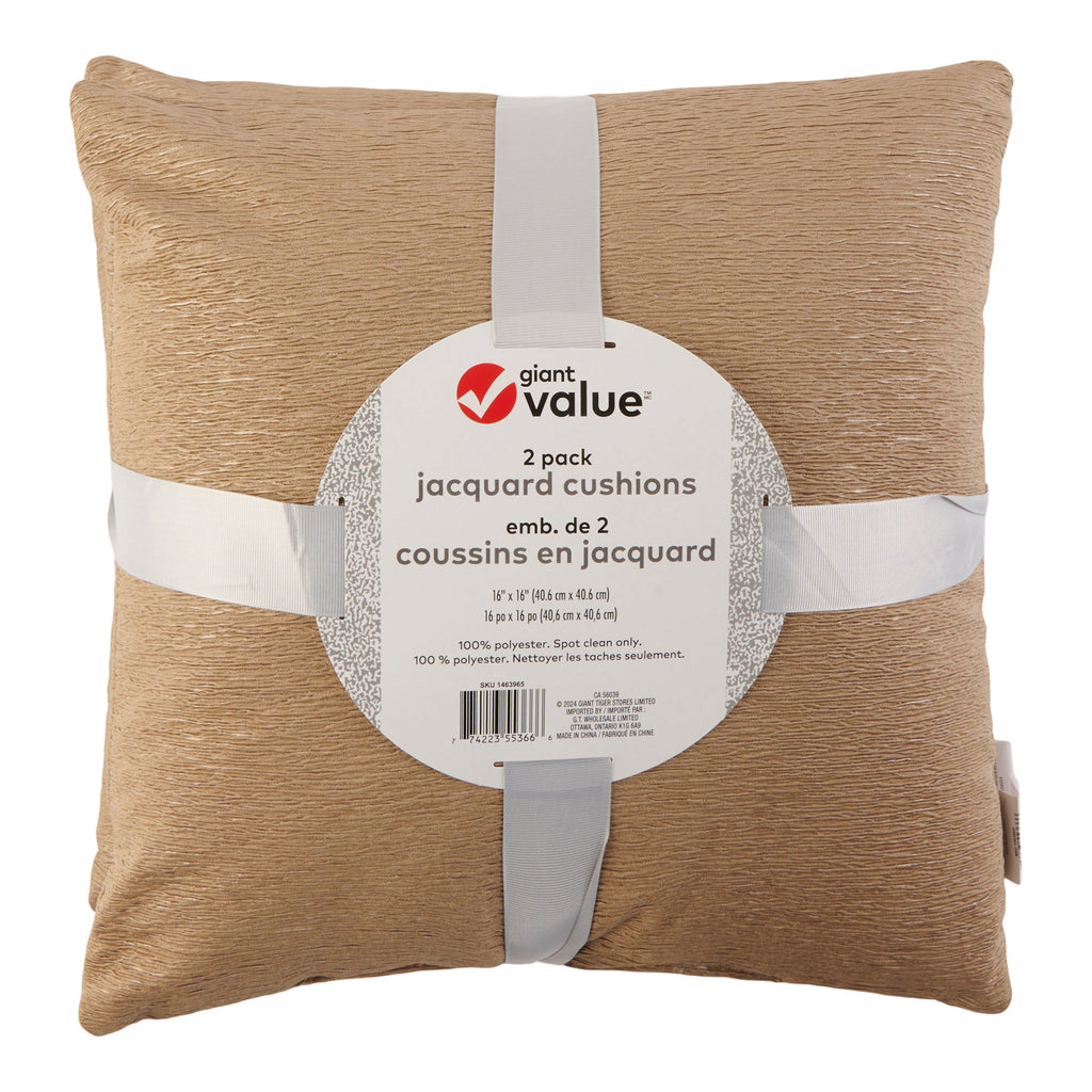 Giant Value Jacquard Cushions, 16-in x 16-in, 2 Pack