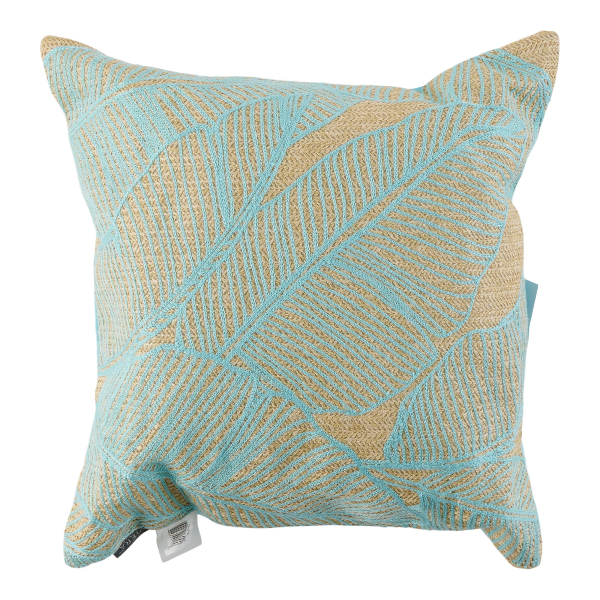 Outdoor Jute Embroidered Cushion, 18-in x 18-in.