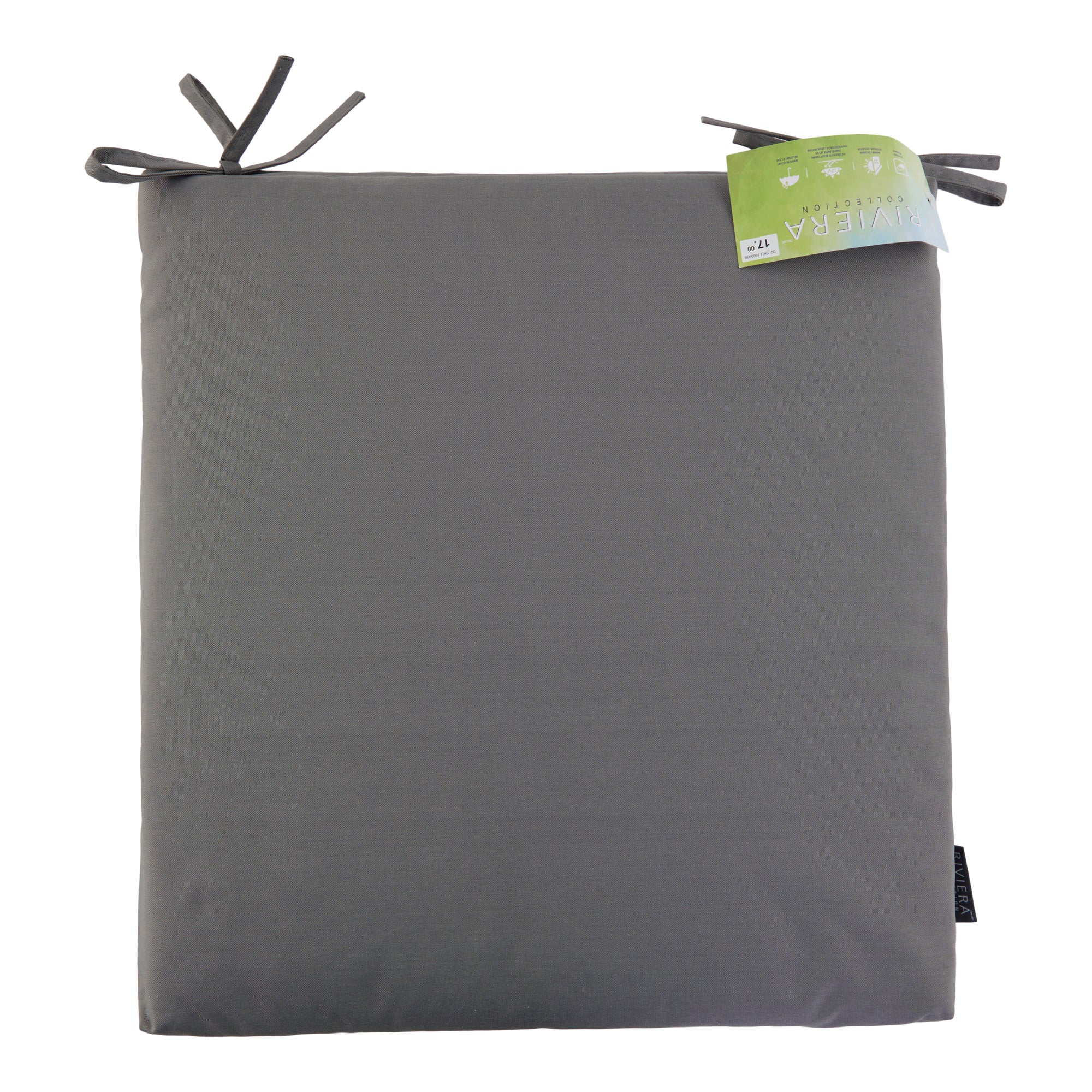 Dual-Use Solid Outdoor Cushion with Ties, 17.8-in x 19-in.