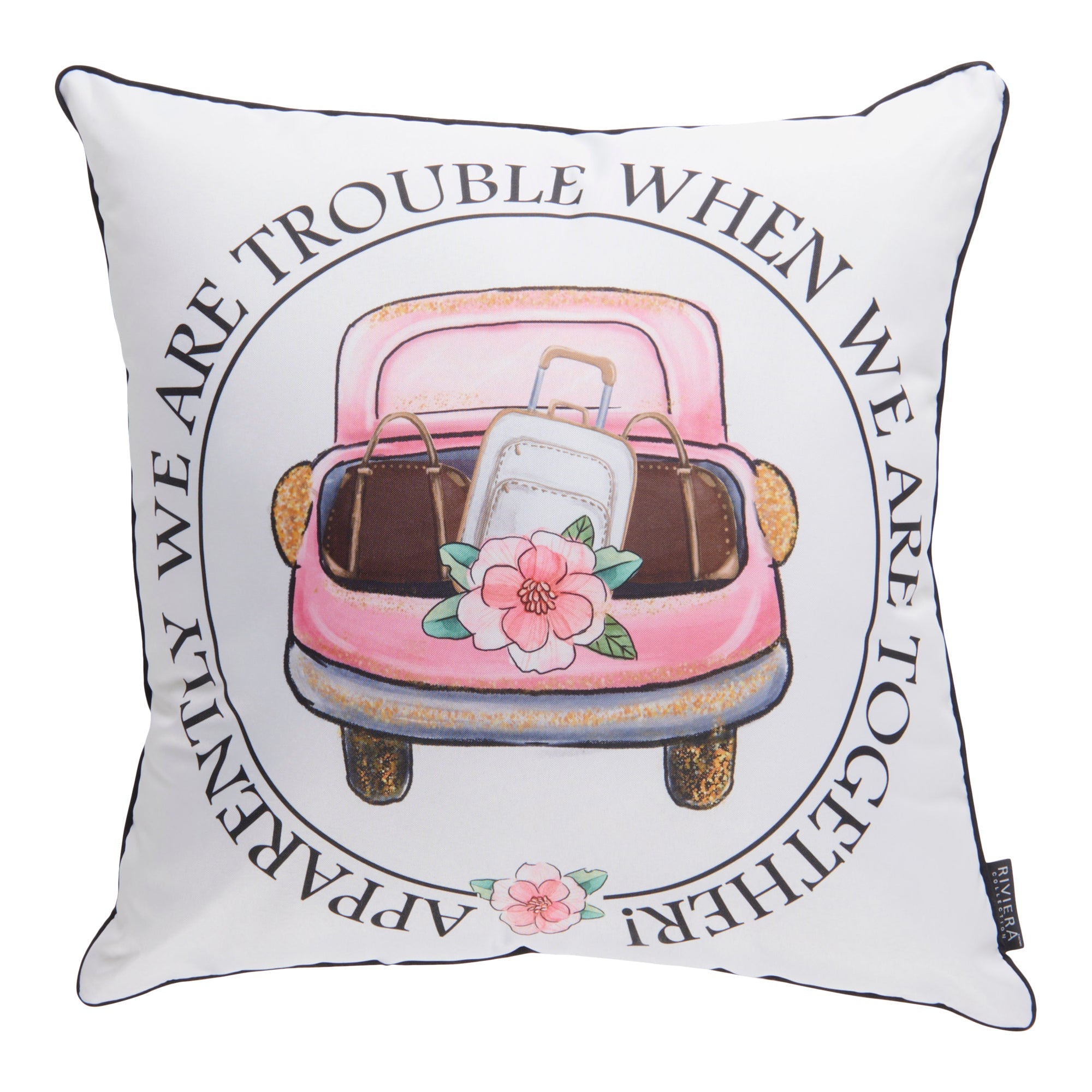 Fun Printed Outdoor Cushion, English, 18-in x 18-in.