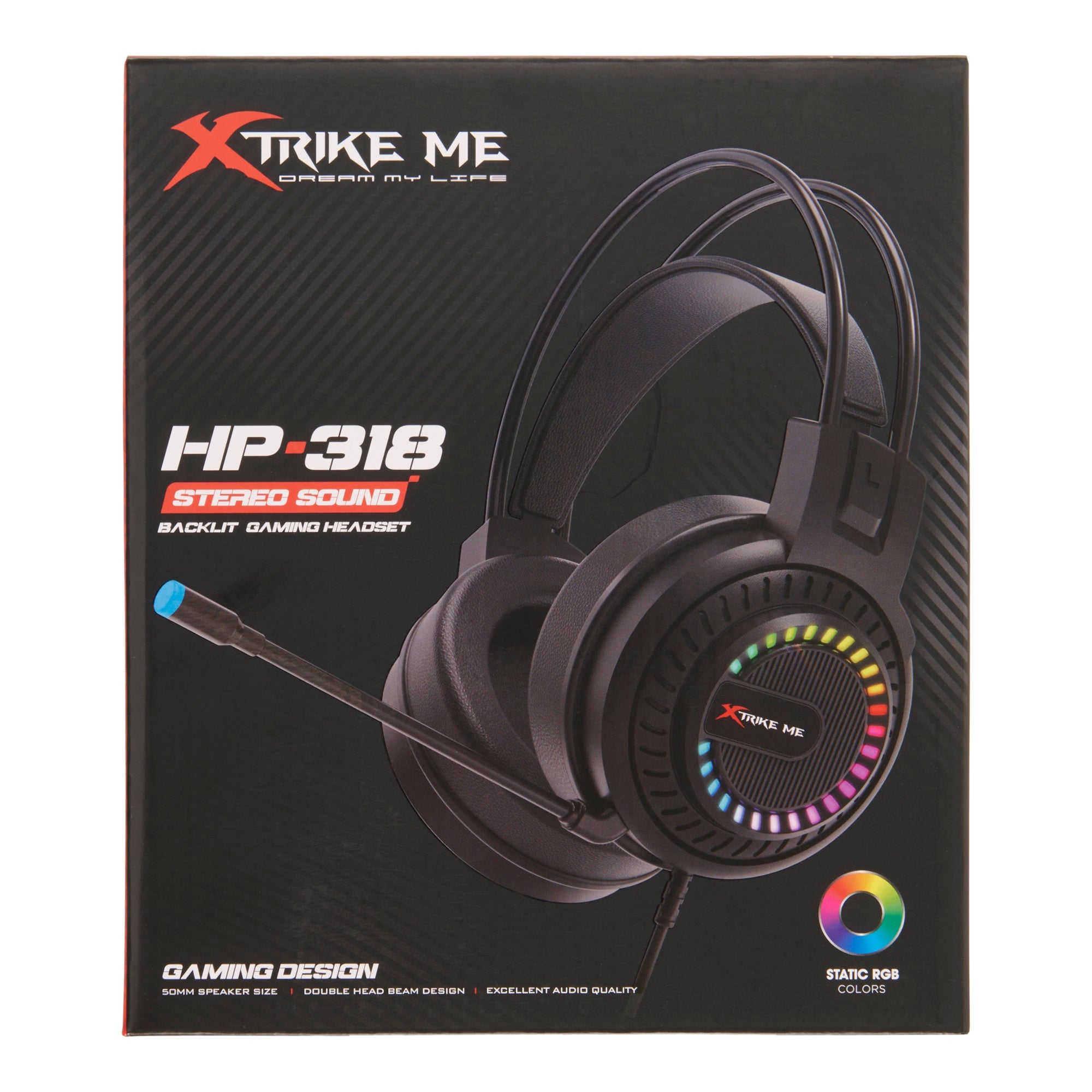 Casque d'écoute pour jeux vidéo à fil HP-318, noir
