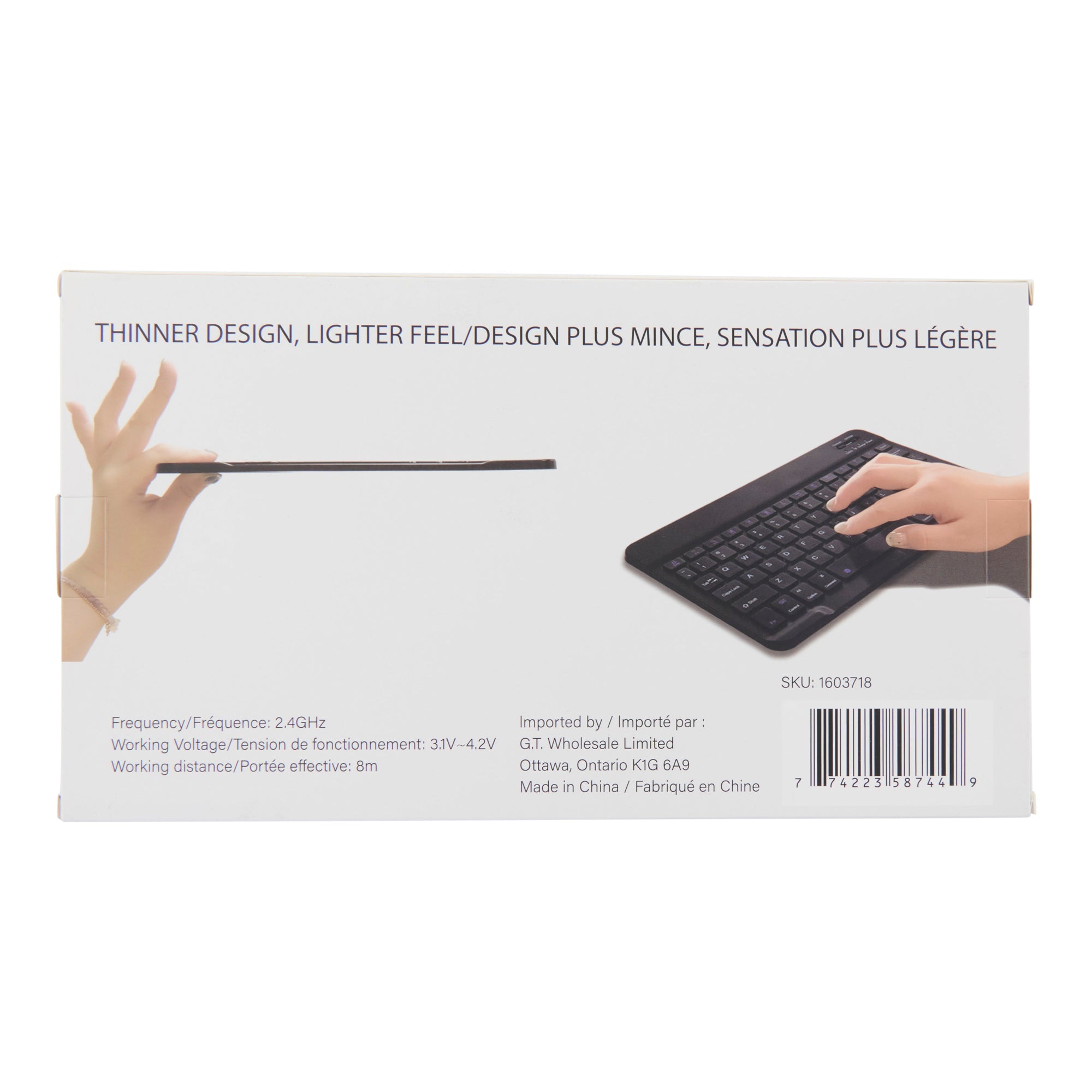 Wireless Keyboard, 10-in x 0.4-in x 6-in.