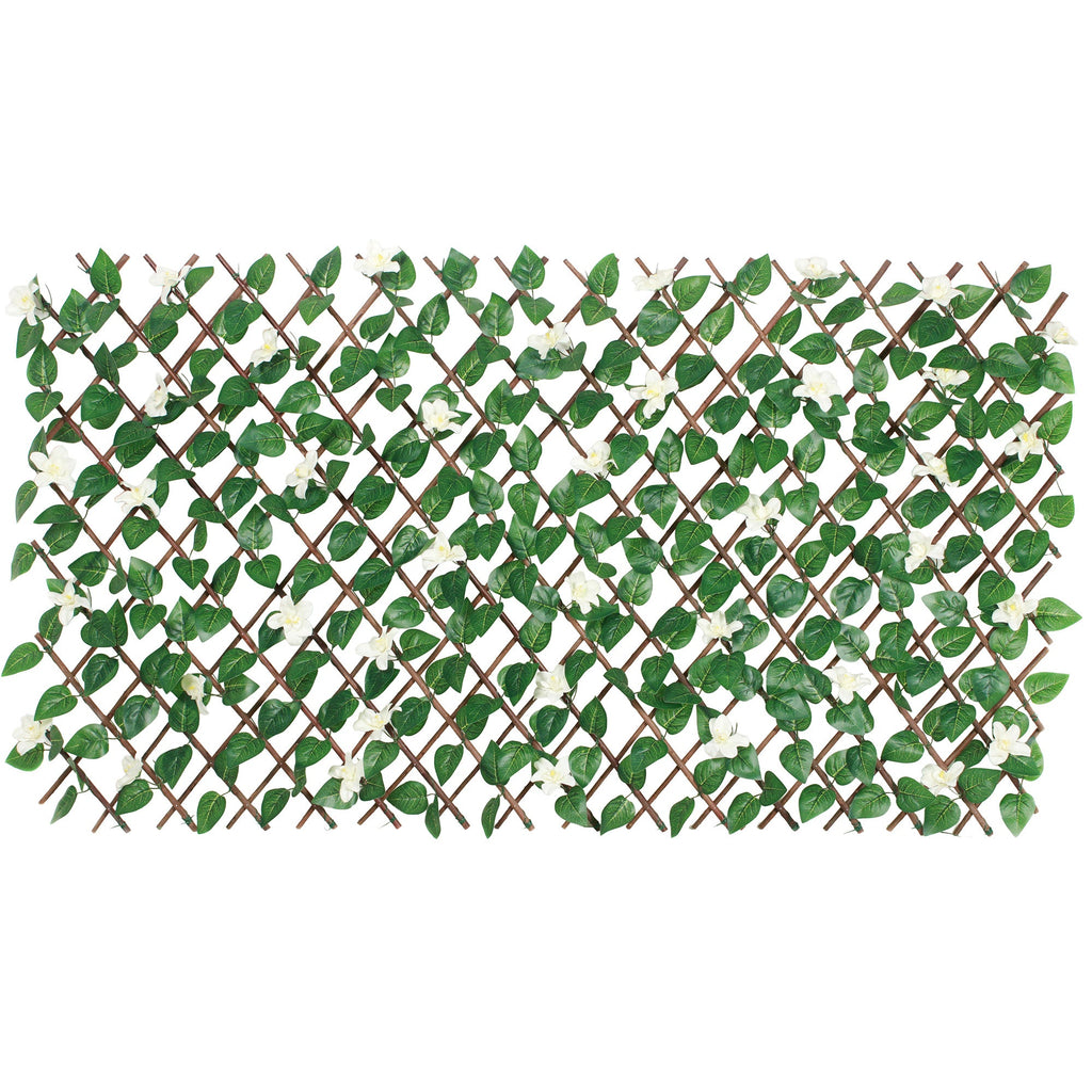Outdoor Expandable Trellis With Flowers, 72-in x 36-in.