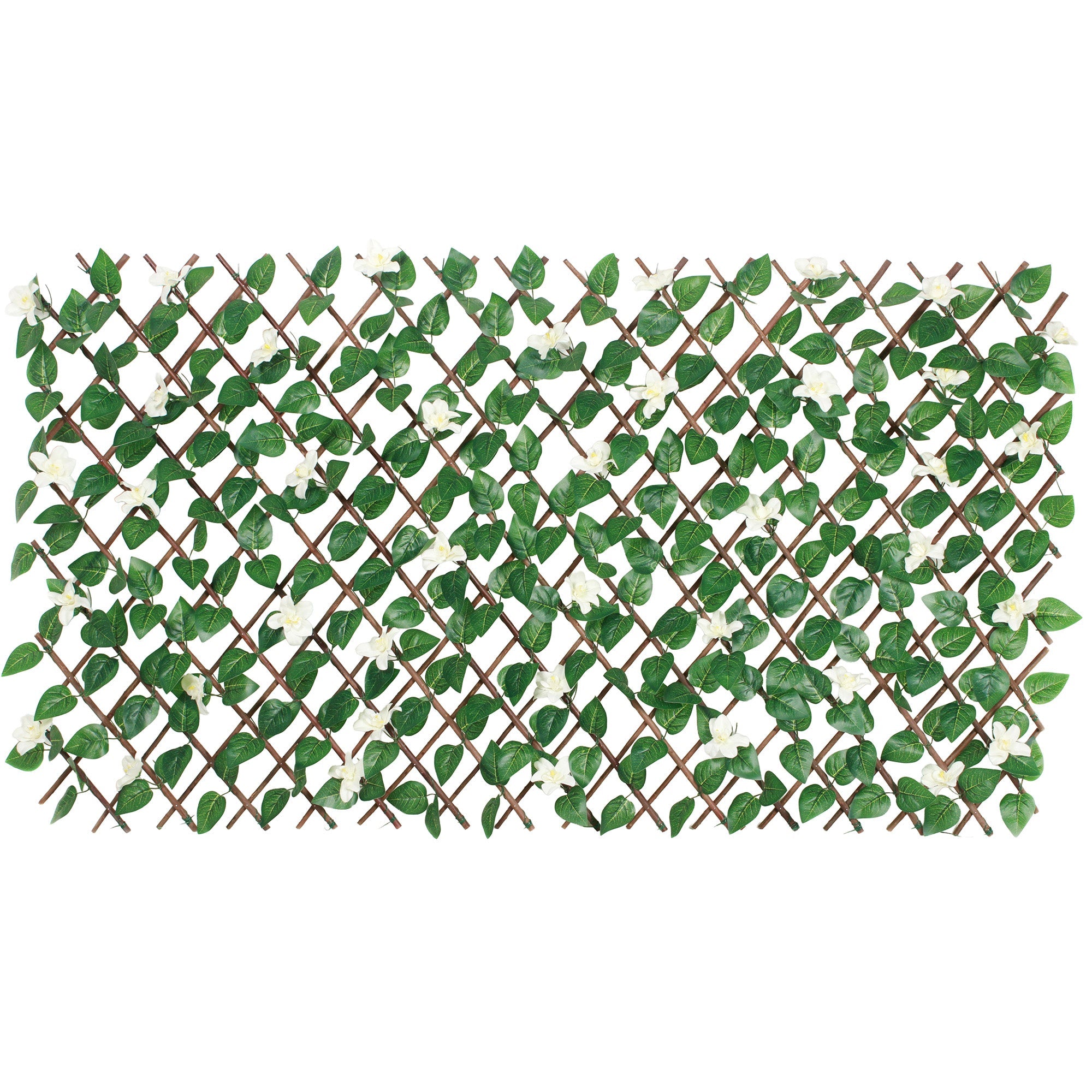 Outdoor Expandable Trellis With Flowers, 72-in x 36-in.