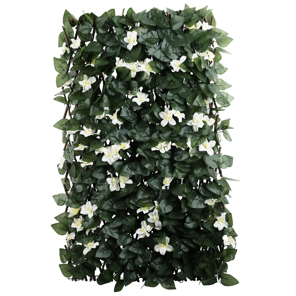 Outdoor Expandable Trellis With Flowers, 72-in x 36-in.