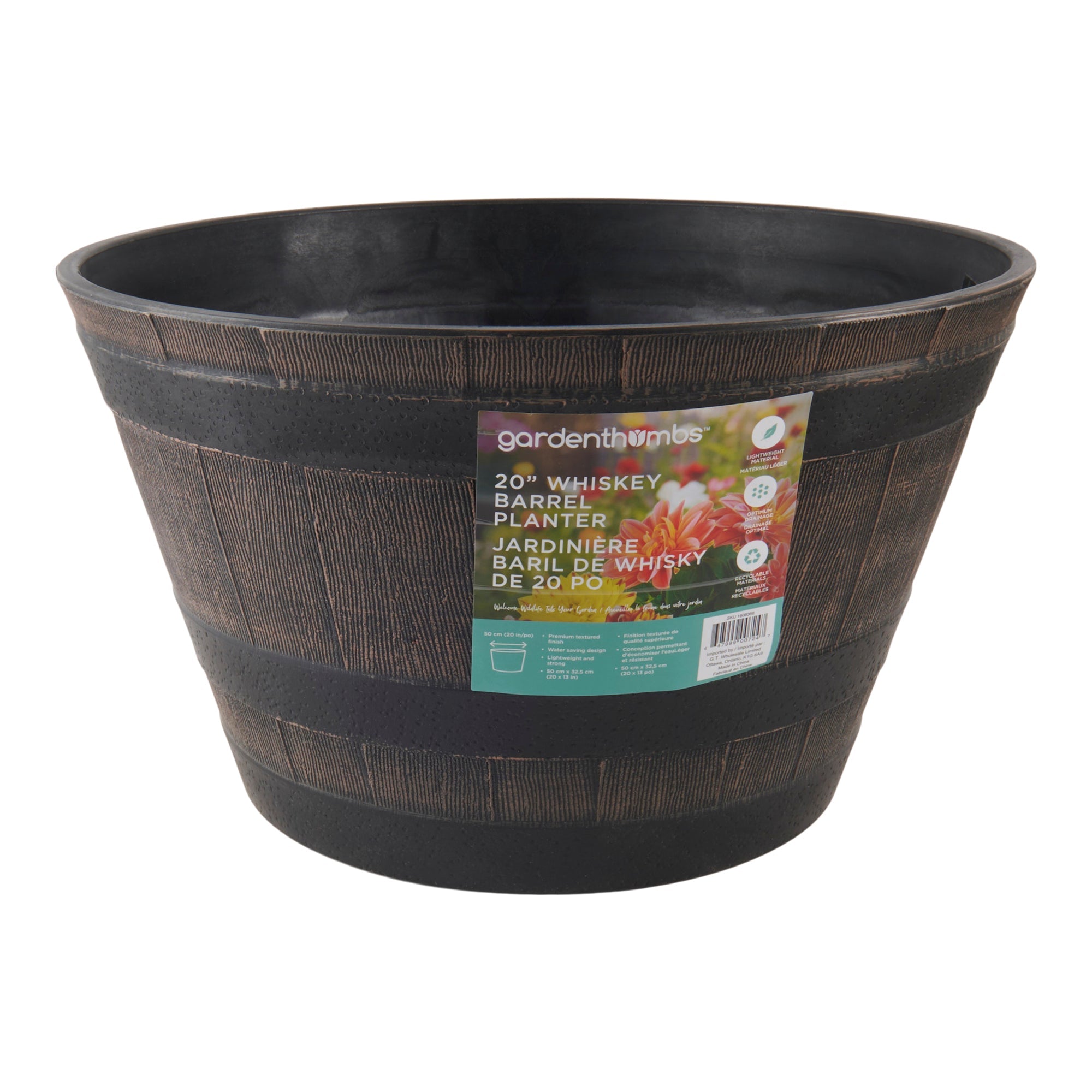 Whiskey Barrel Planter, 20-in x 13-in.