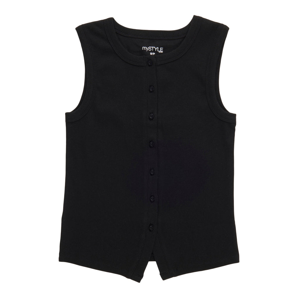 mySTYLE Women's Button Front Tank Top
