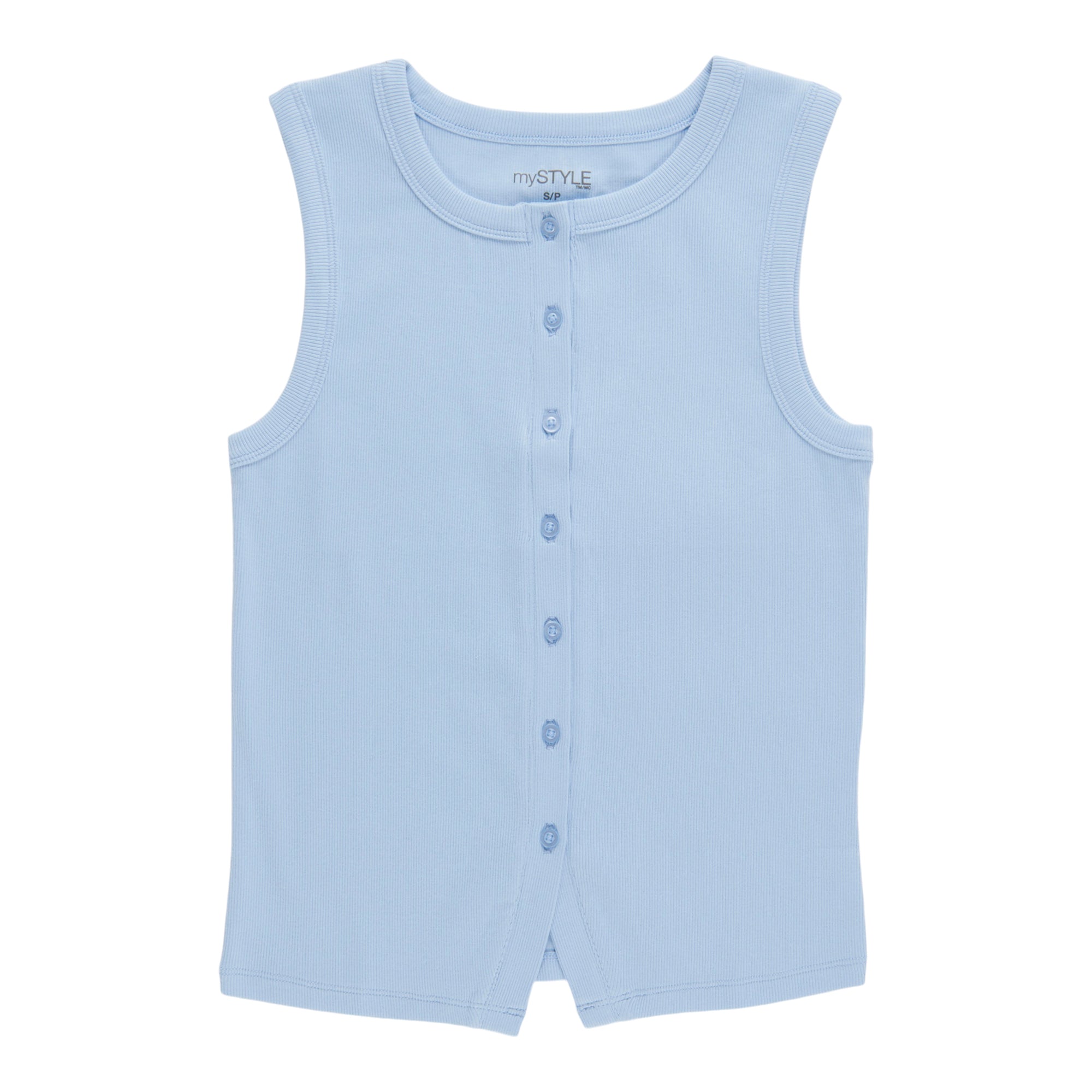 mySTYLE Women's Button Front Tank Top