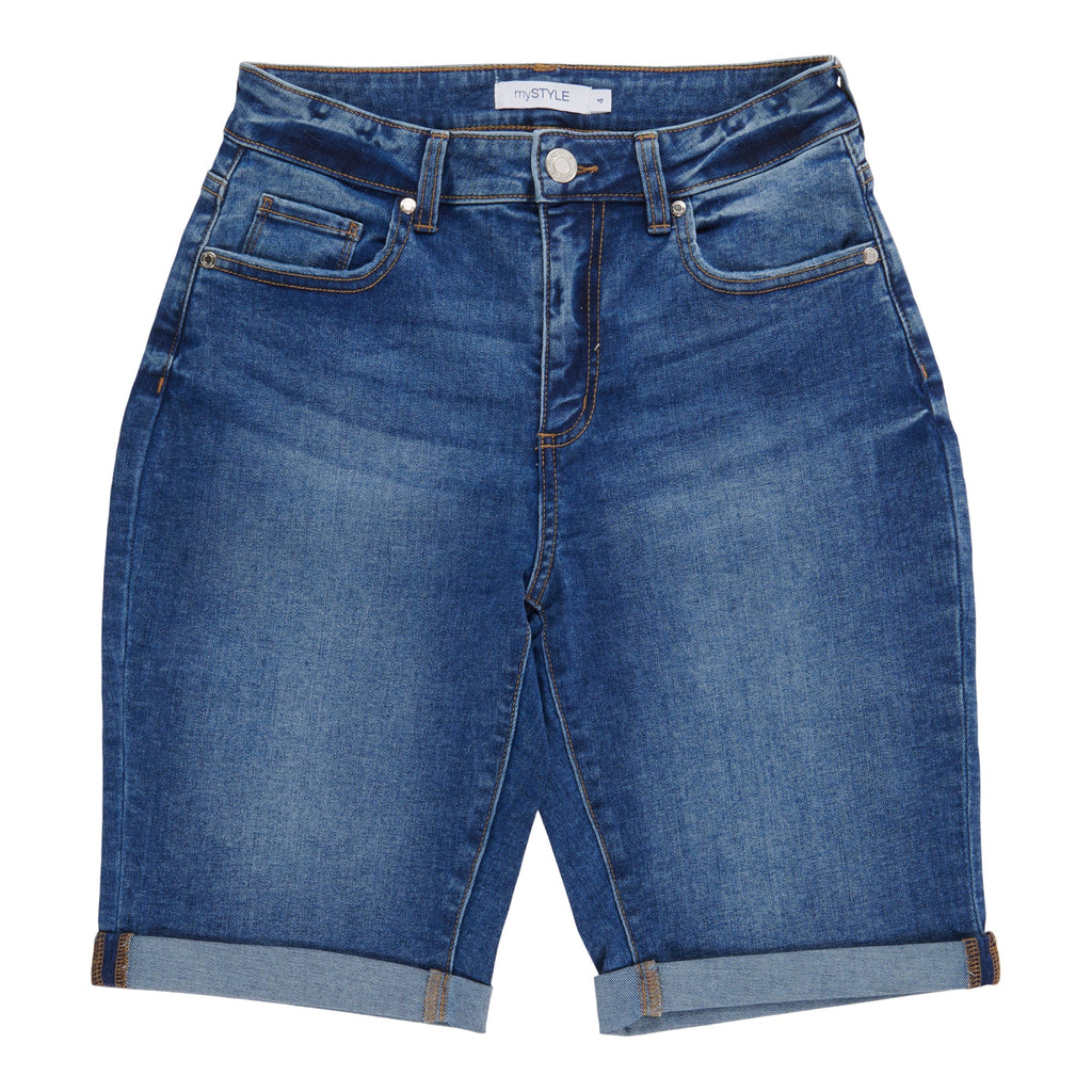 Bermuda en denim à revers Doux confort mySTYLE pour femmes