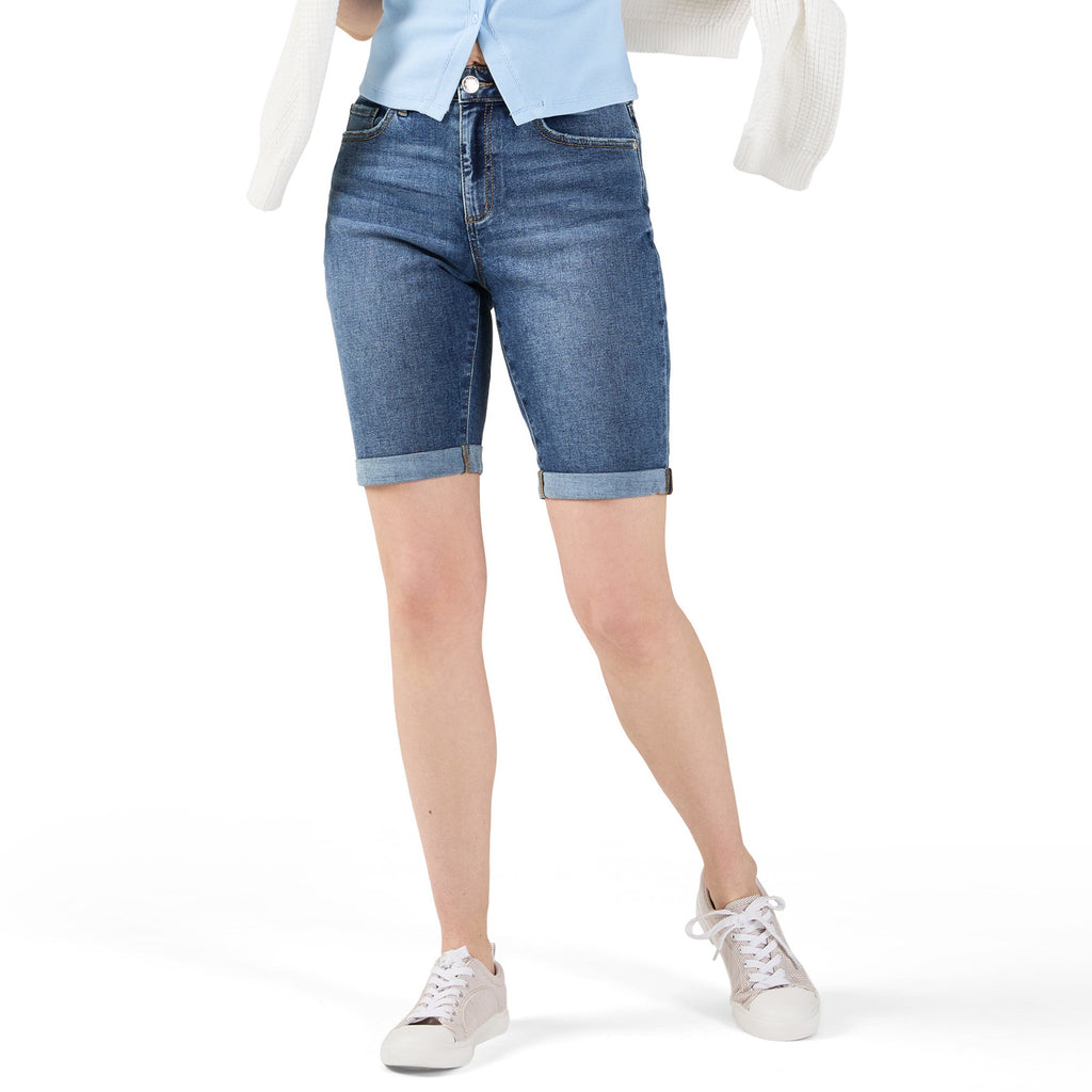 Bermuda en denim à revers Doux confort mySTYLE pour femmes