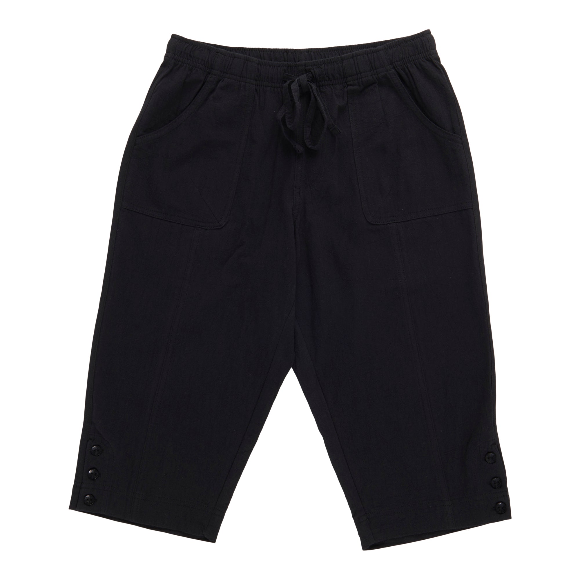 Classic Editions Women's Petite Solid Crinkle Capris