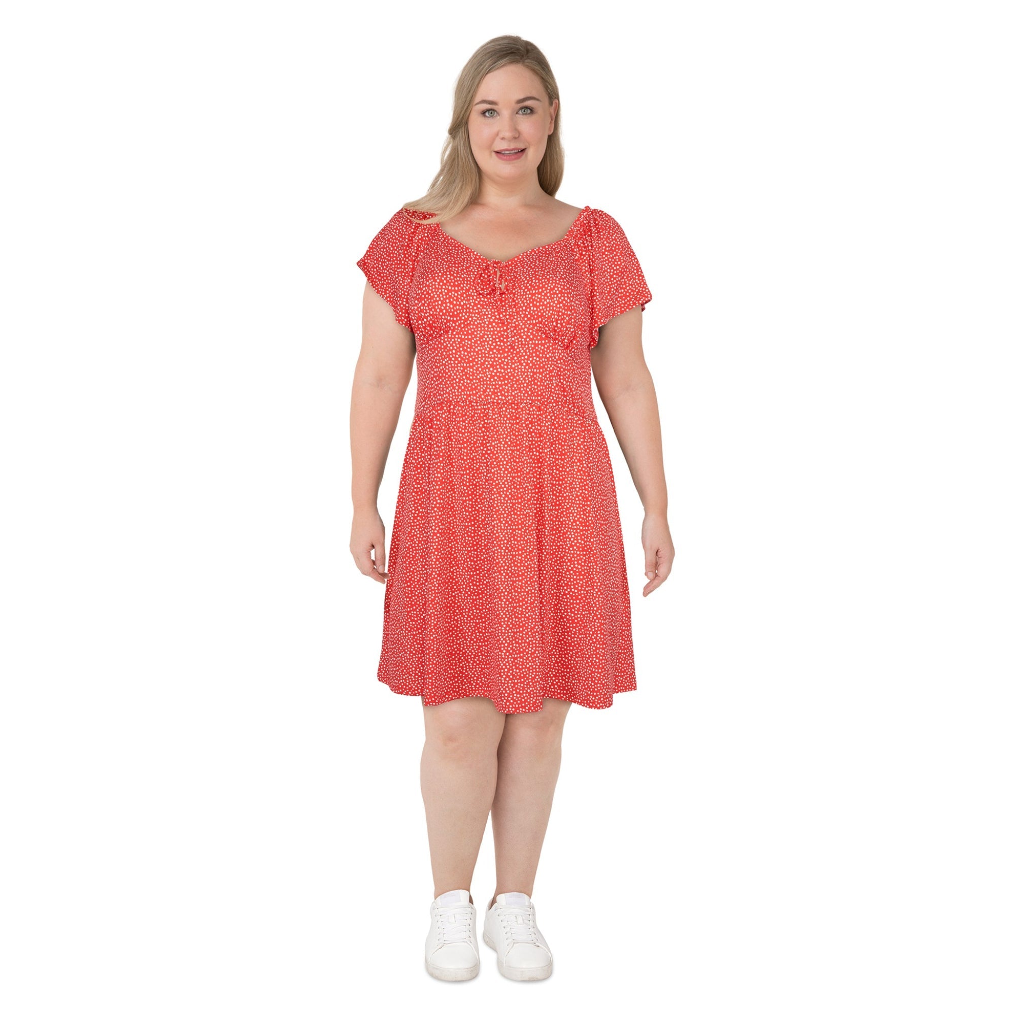 lily morgan Women's Plus Flutter Sleeve Dress
