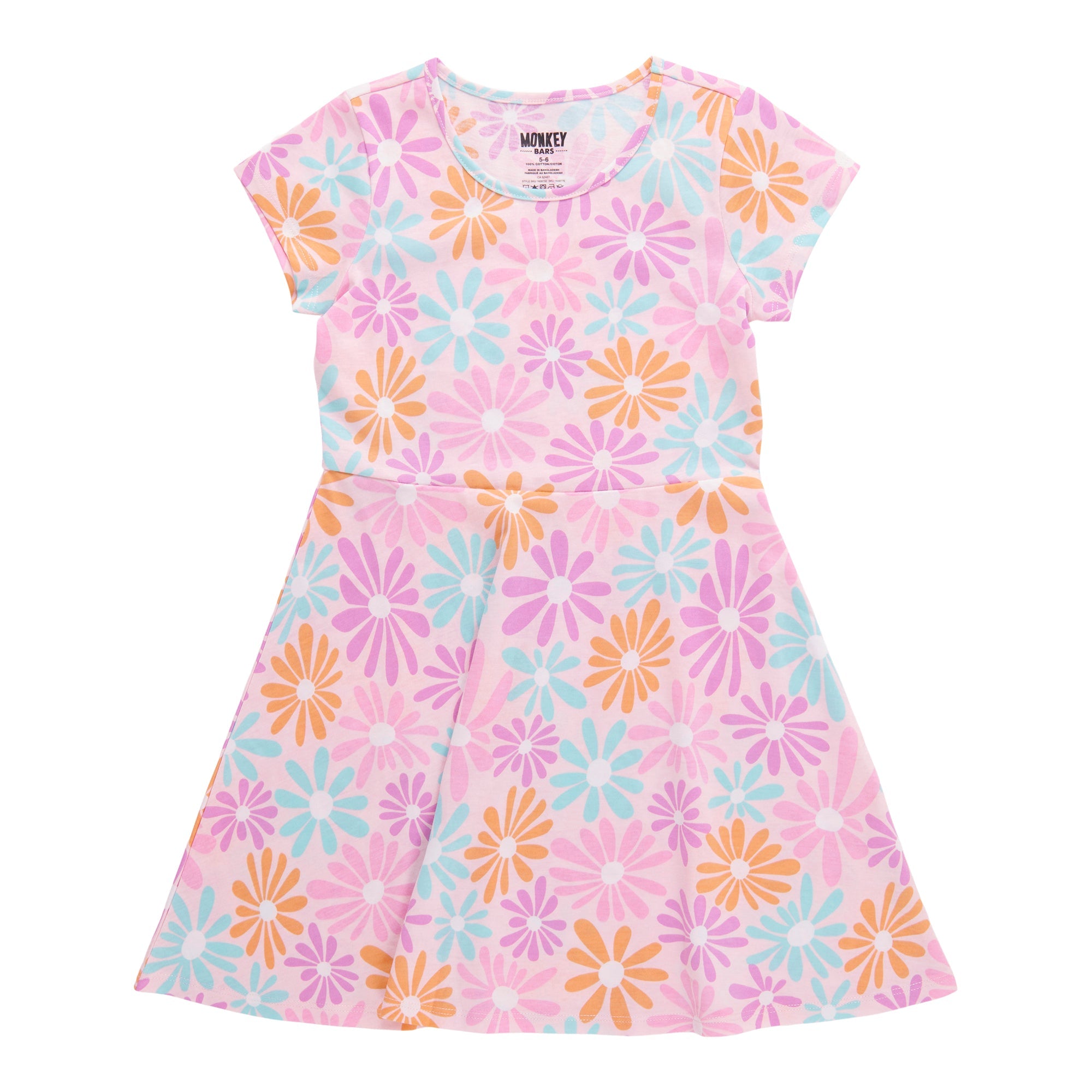 MONKEY BARS Toddler Girls' Day Dreamer Printed Short Sleeve Dress