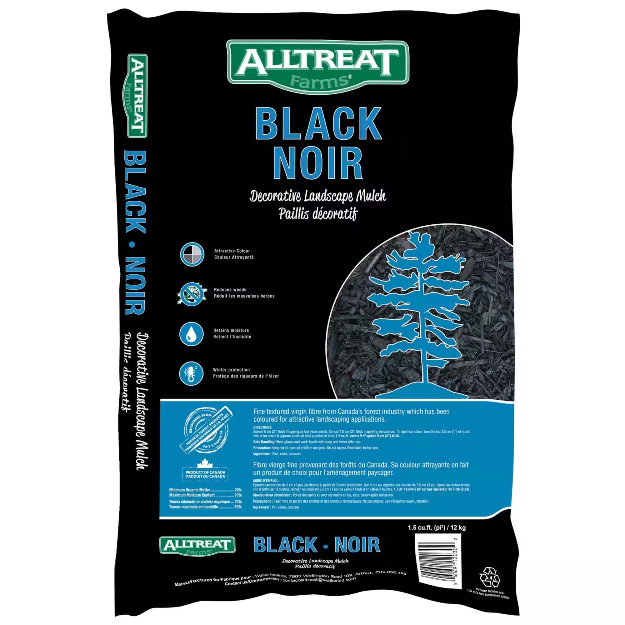Paillis décoratif noir Alltreat Farms, 12 kg